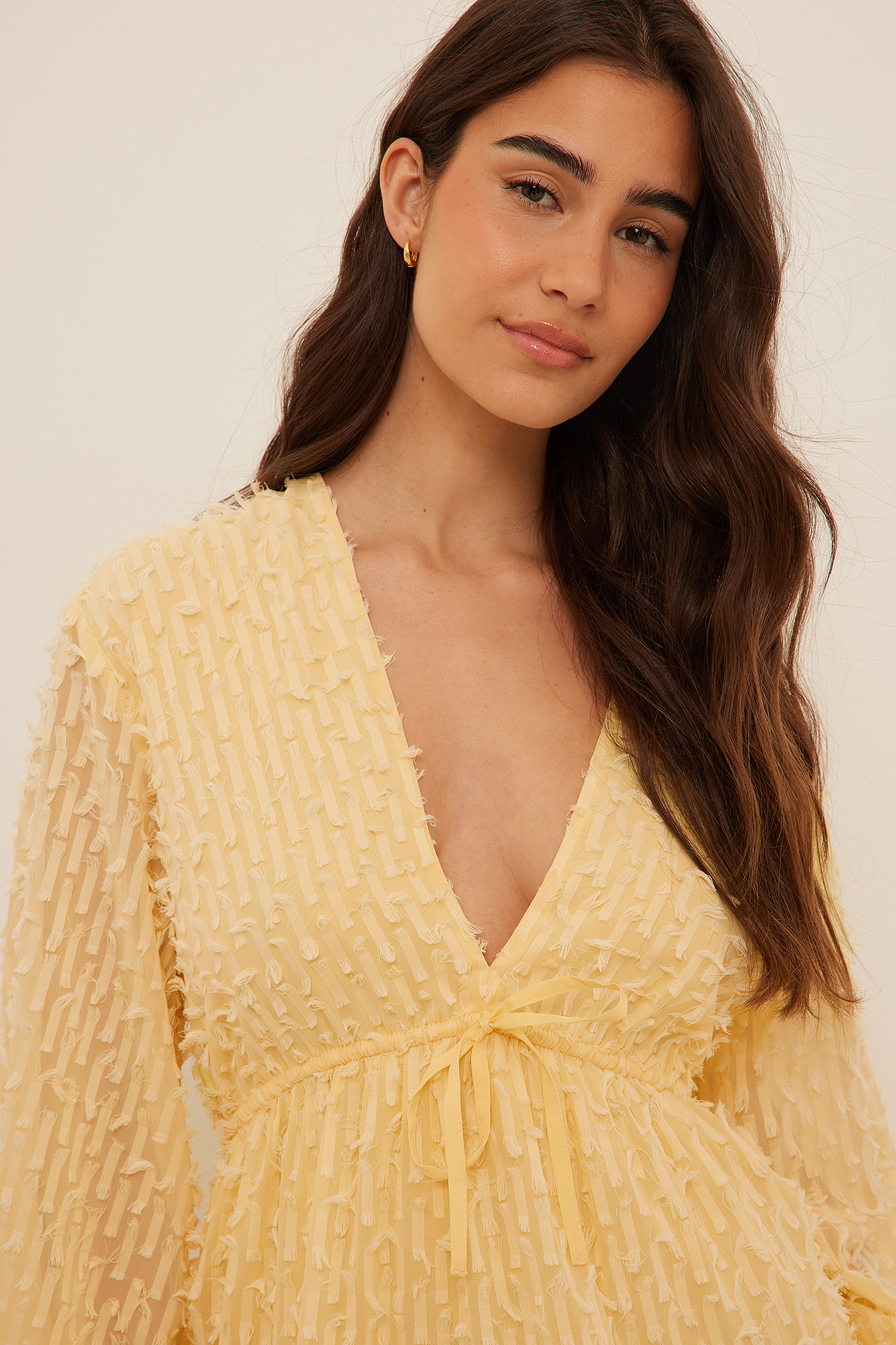 Deep V-neck Mini Dress Yellow | na-kd.com