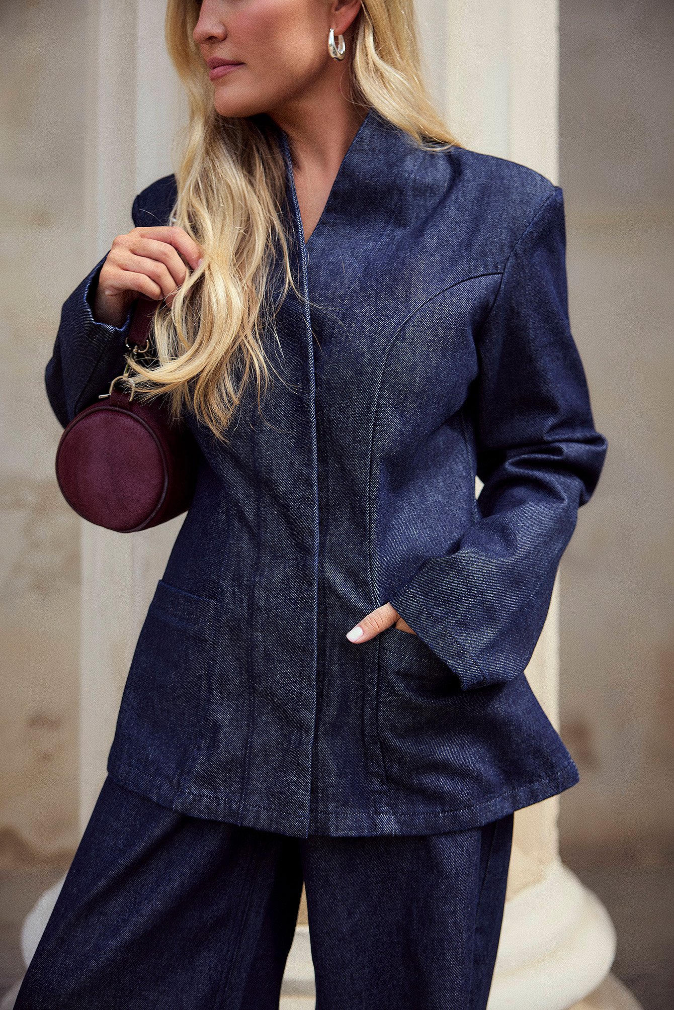 Victoria Quitzau x NA-KD Denim Blazer - Blazers - Blue - EU 36 - NA-KD / NAKD