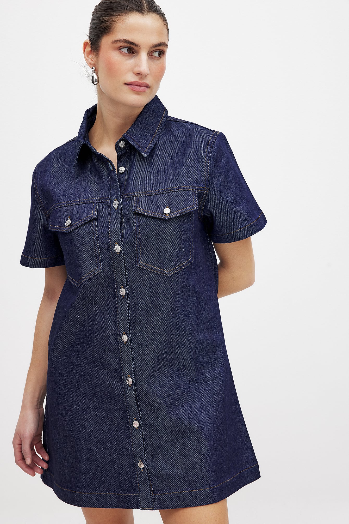 NA-KD Denim Mini Shirt Dress - Denim Dresses - Blue - EU 32 NA-KD Denim Mini Shirt Dress - Denim Dresses - Blue - EU 32
