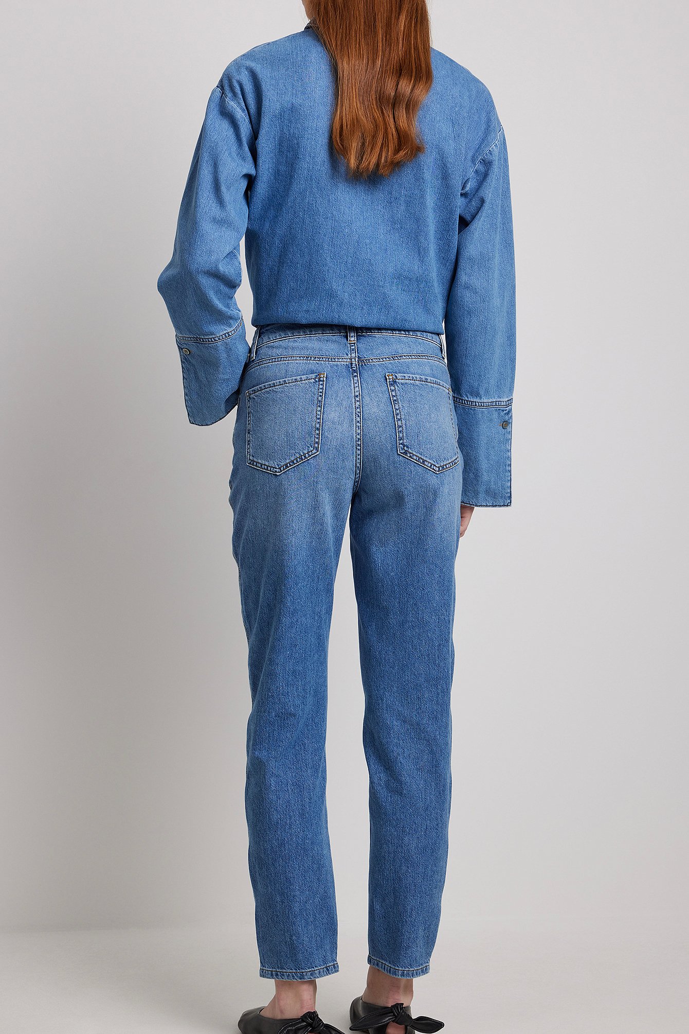 X Lisa & Lena in het Blauw Dames Kleding voor voor Jeans voor Jeans met wijde pijp Bespaar 47% NA-KD Denim Wide Fit Jeans Met Ruitmotief 