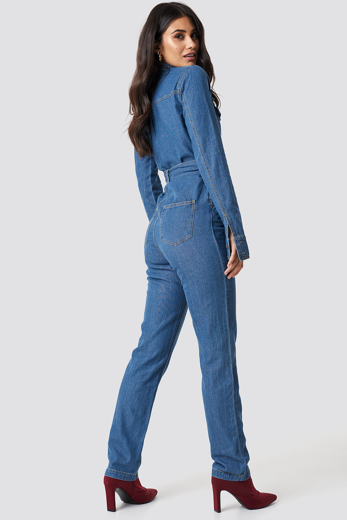 Belted Denim Jumpsuit Denim