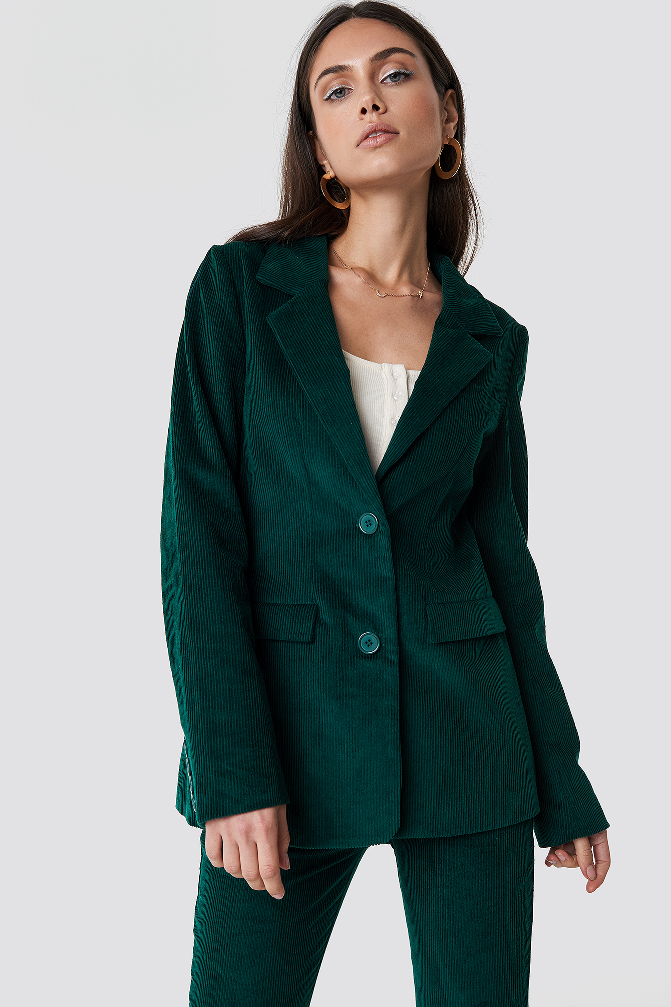 Corduroy Blazer Dark Green | na-kd.com
