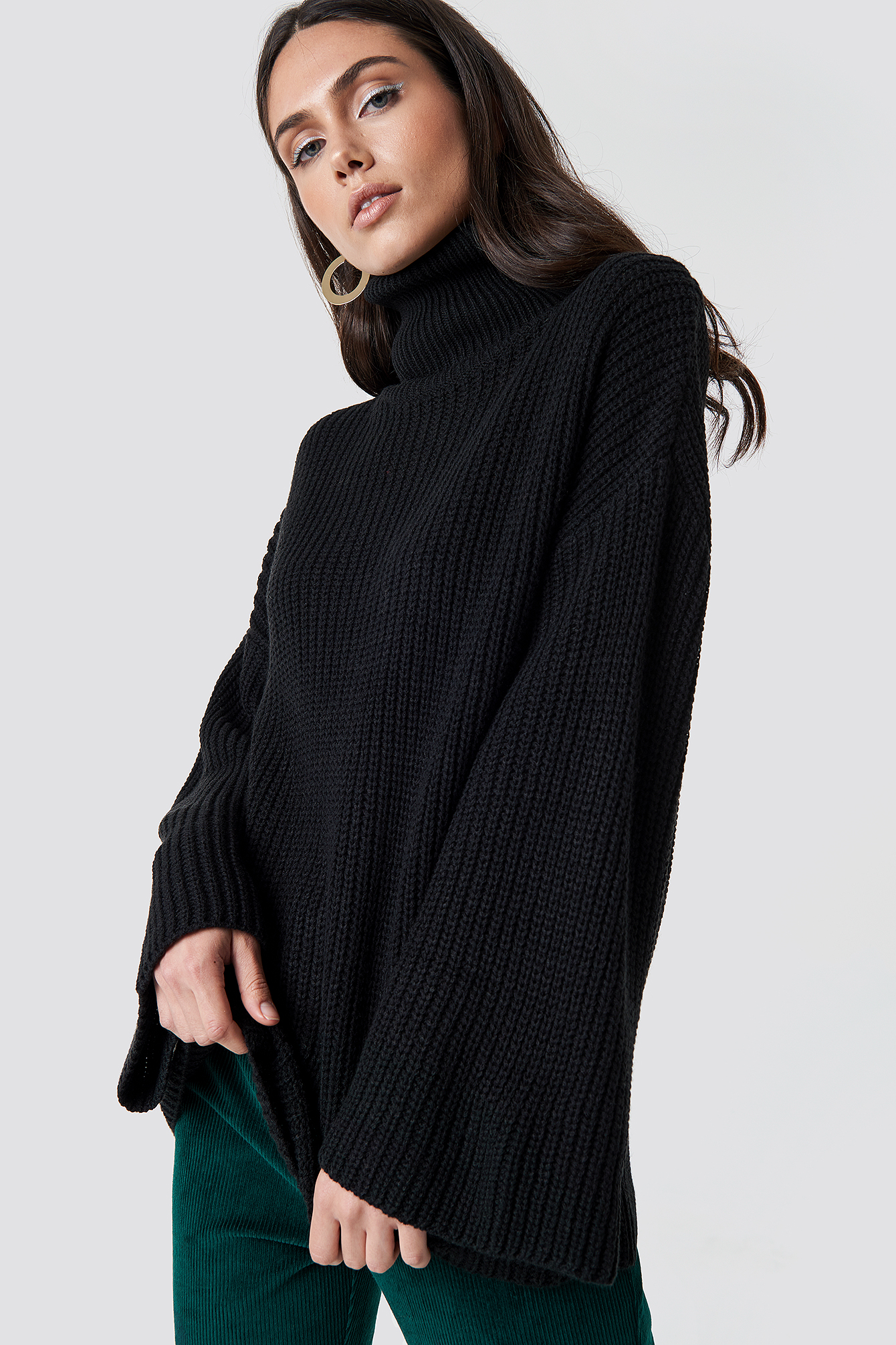 Black Cozy Polo Knit Sweater