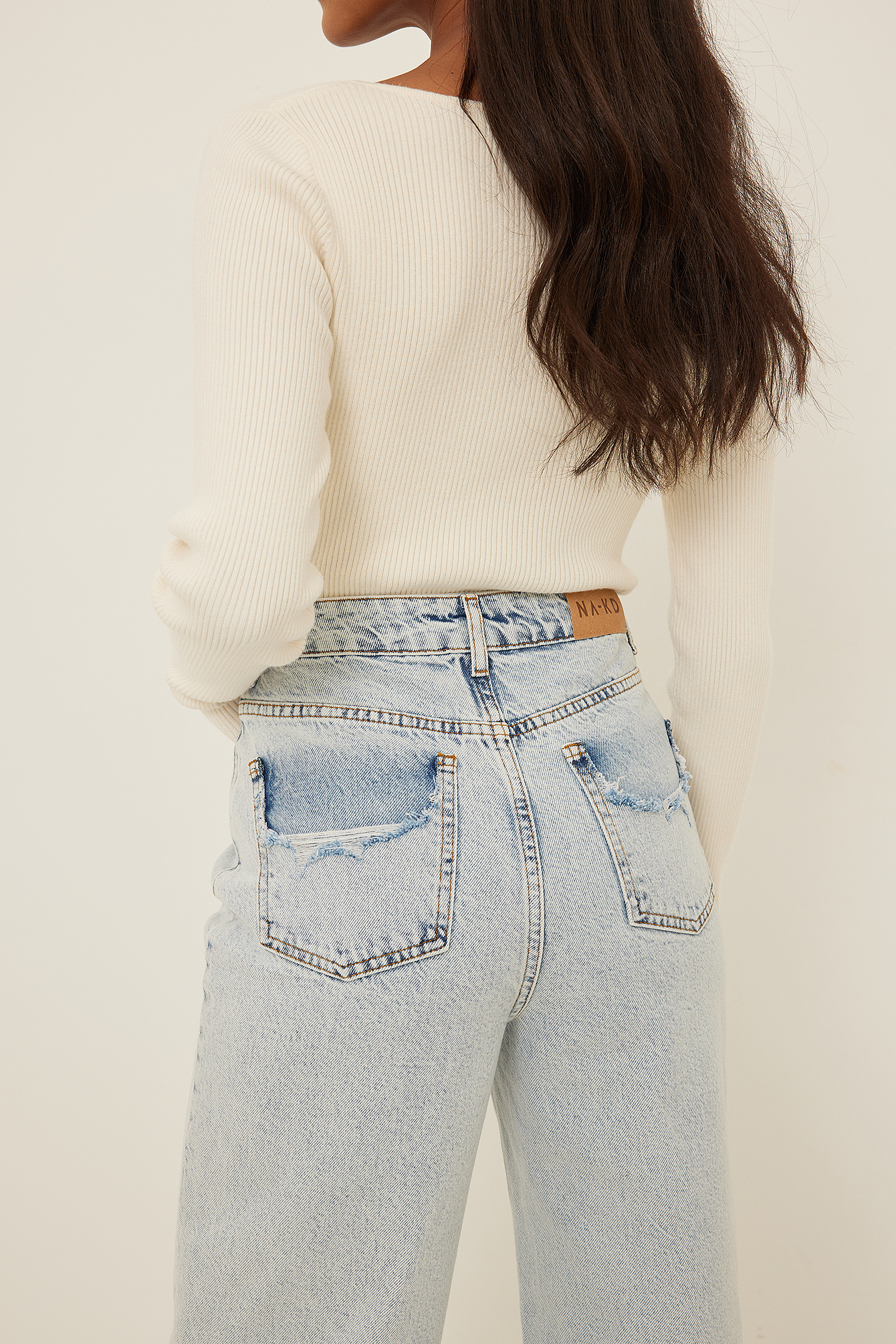 Distressed Pocket Detail Denim Blue 