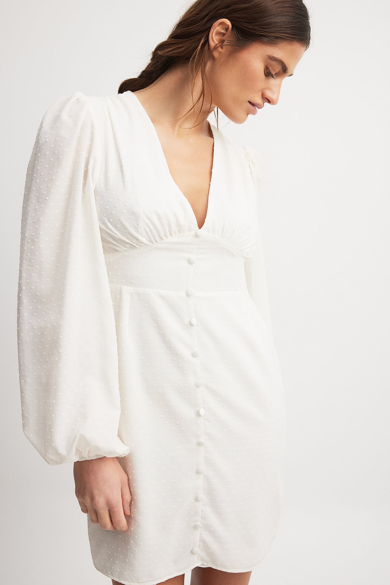 Dobby Dot Chiffon Dress White | NA-KD Dobby Dot Chiffon Dress White | NA-KD
