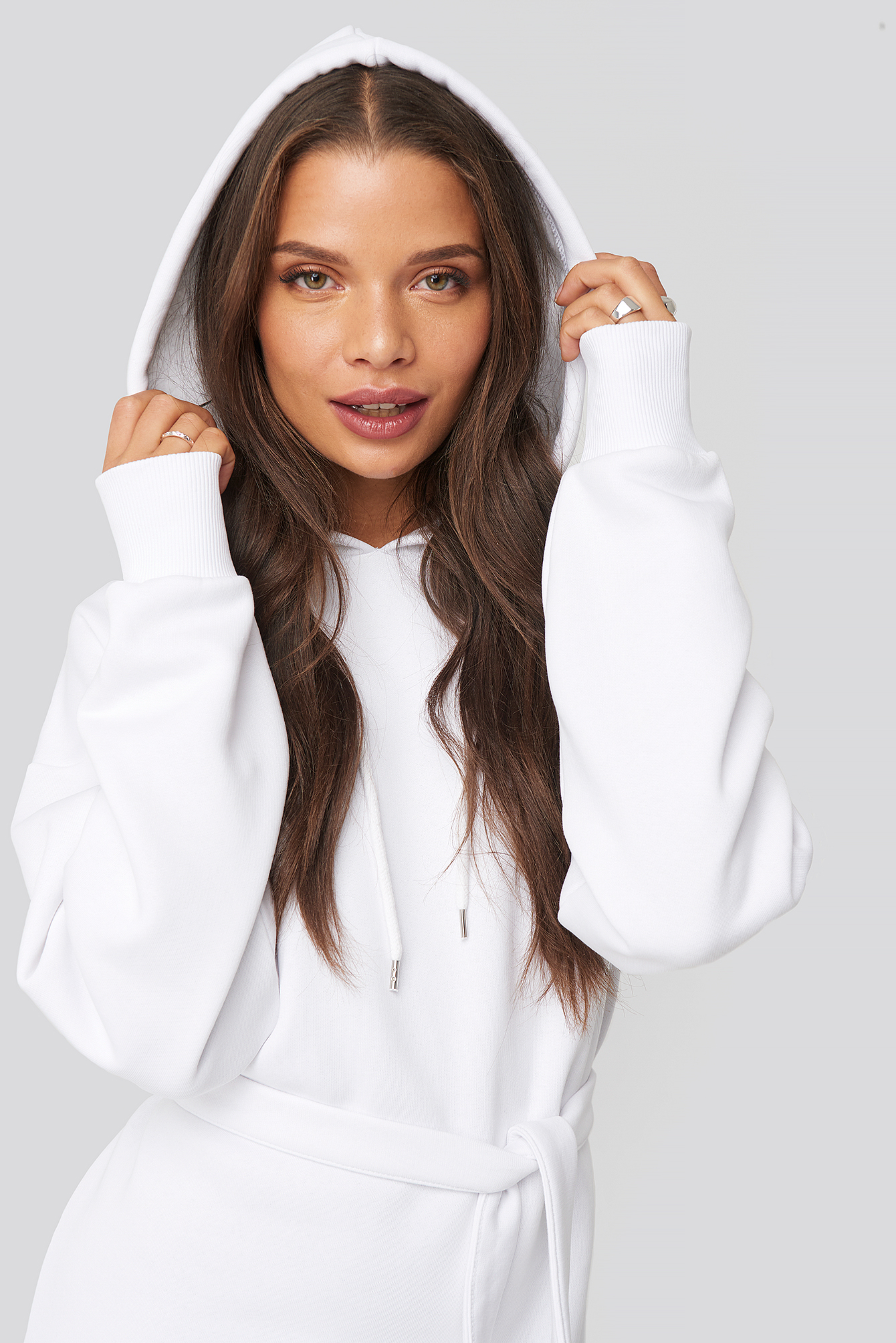 white hoodie dress