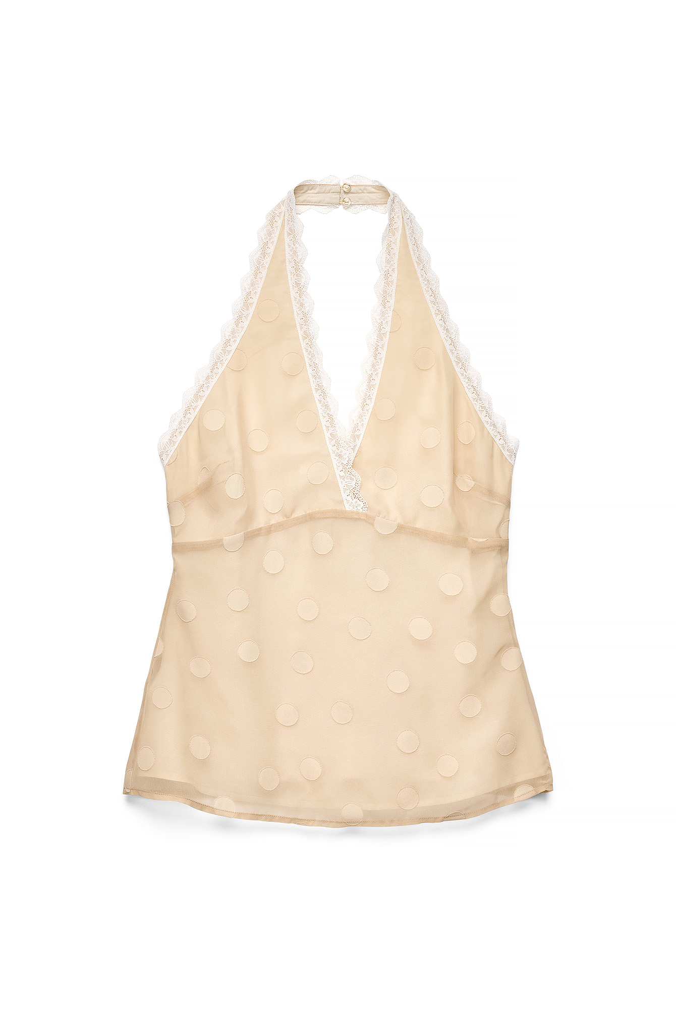 Light Beige Dotted Lace Detail Singlet