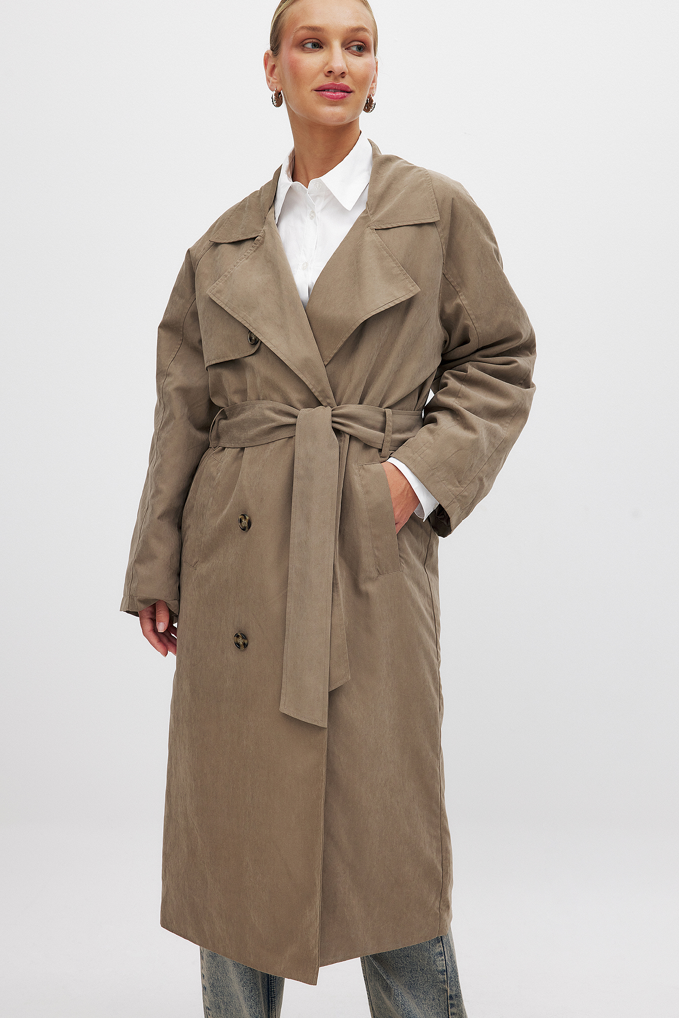 Double Buttoned Trenchcoat Beige | NA-KD