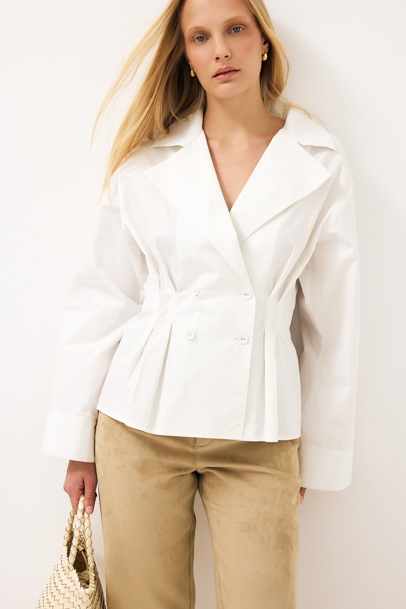 Double Breasted Cropped Shirt - Shirts - White - 32 - NA-KD / NAKD