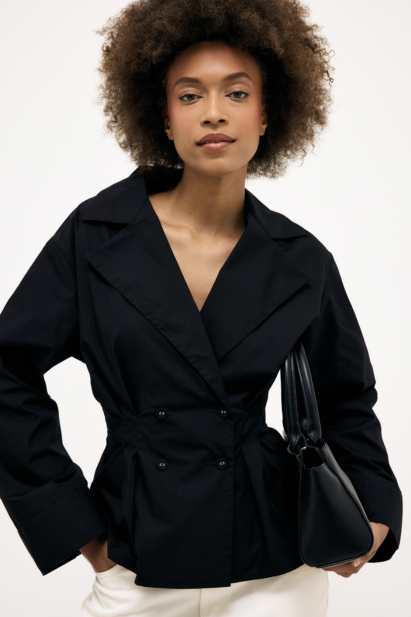 Double Breasted Cropped Shirt - Shirts - Black - 32 - NA-KD / NAKD