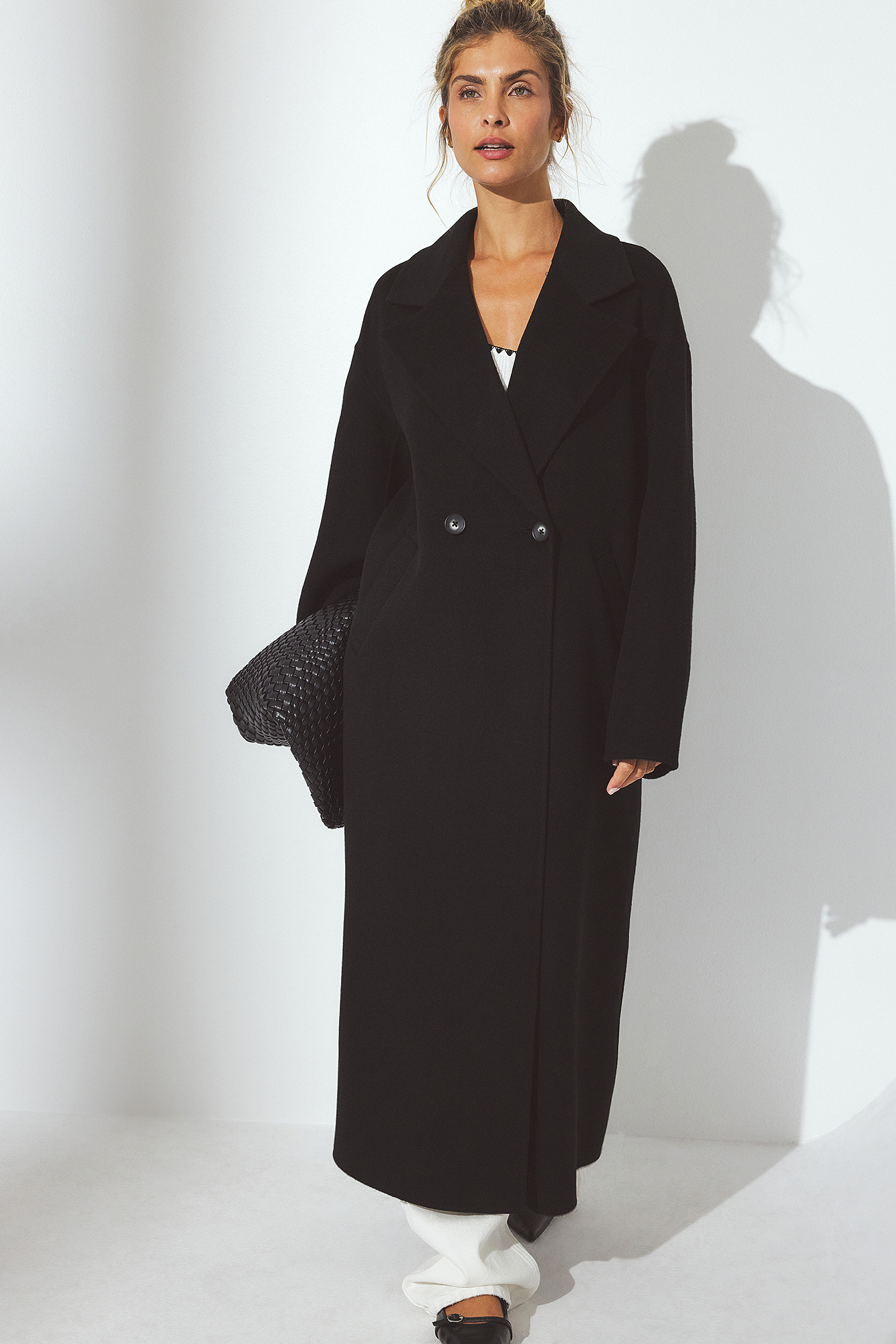 Double Buttoned Wool Blend Coat Black | NA-KD