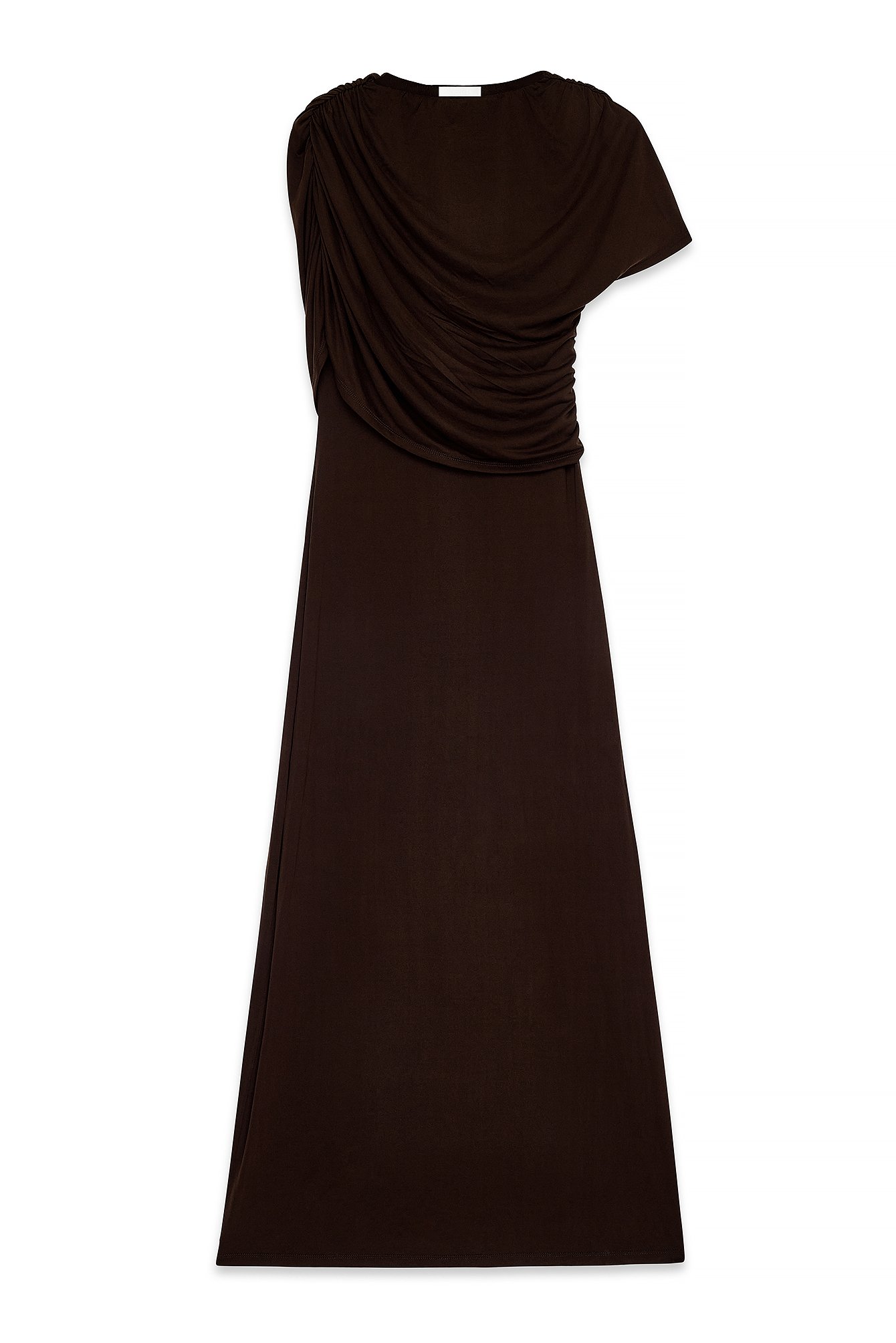Brown Draped Jersey Maxi Dress