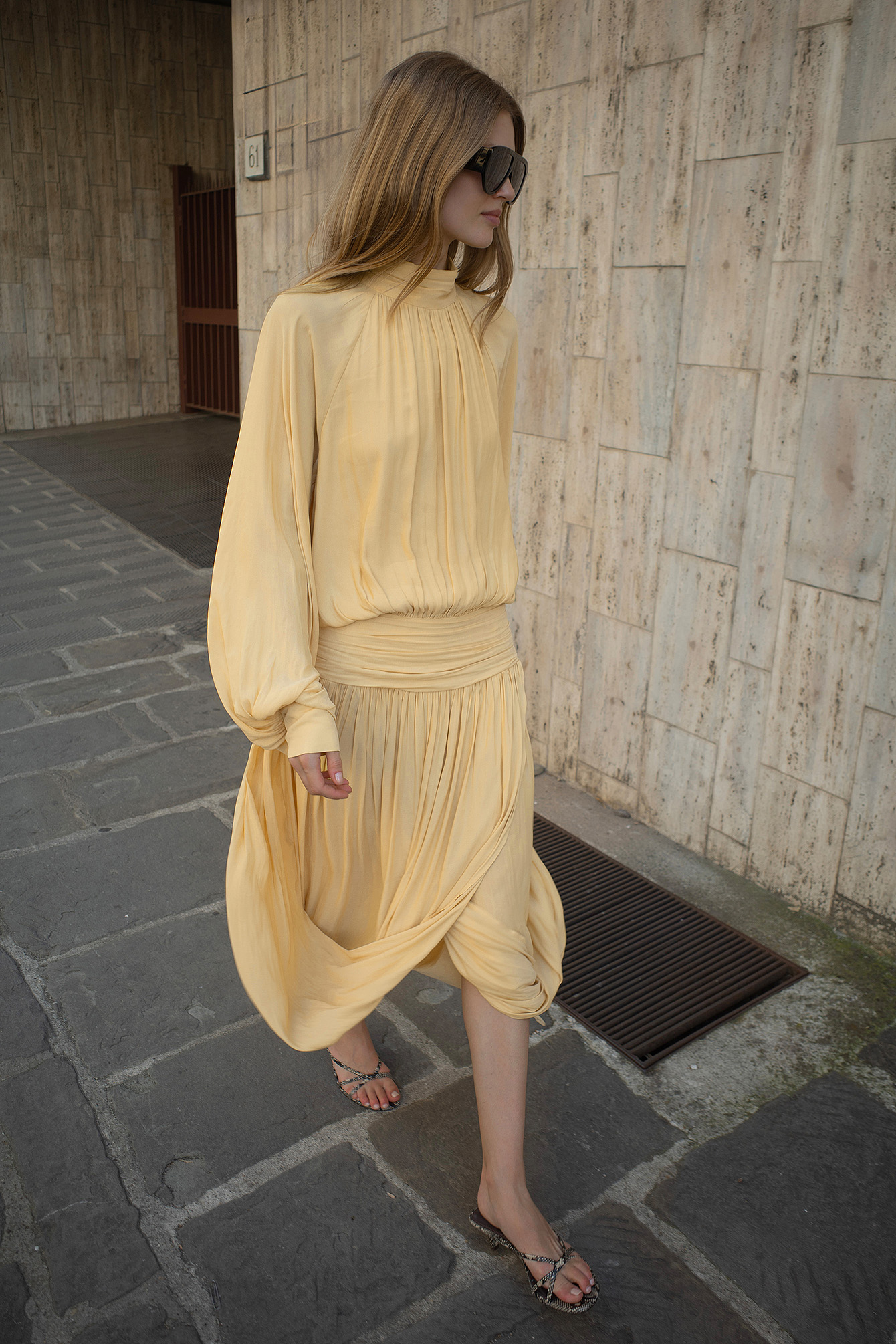 nakd fashion yellow dress Front Ruched Maxi Dress Yellow