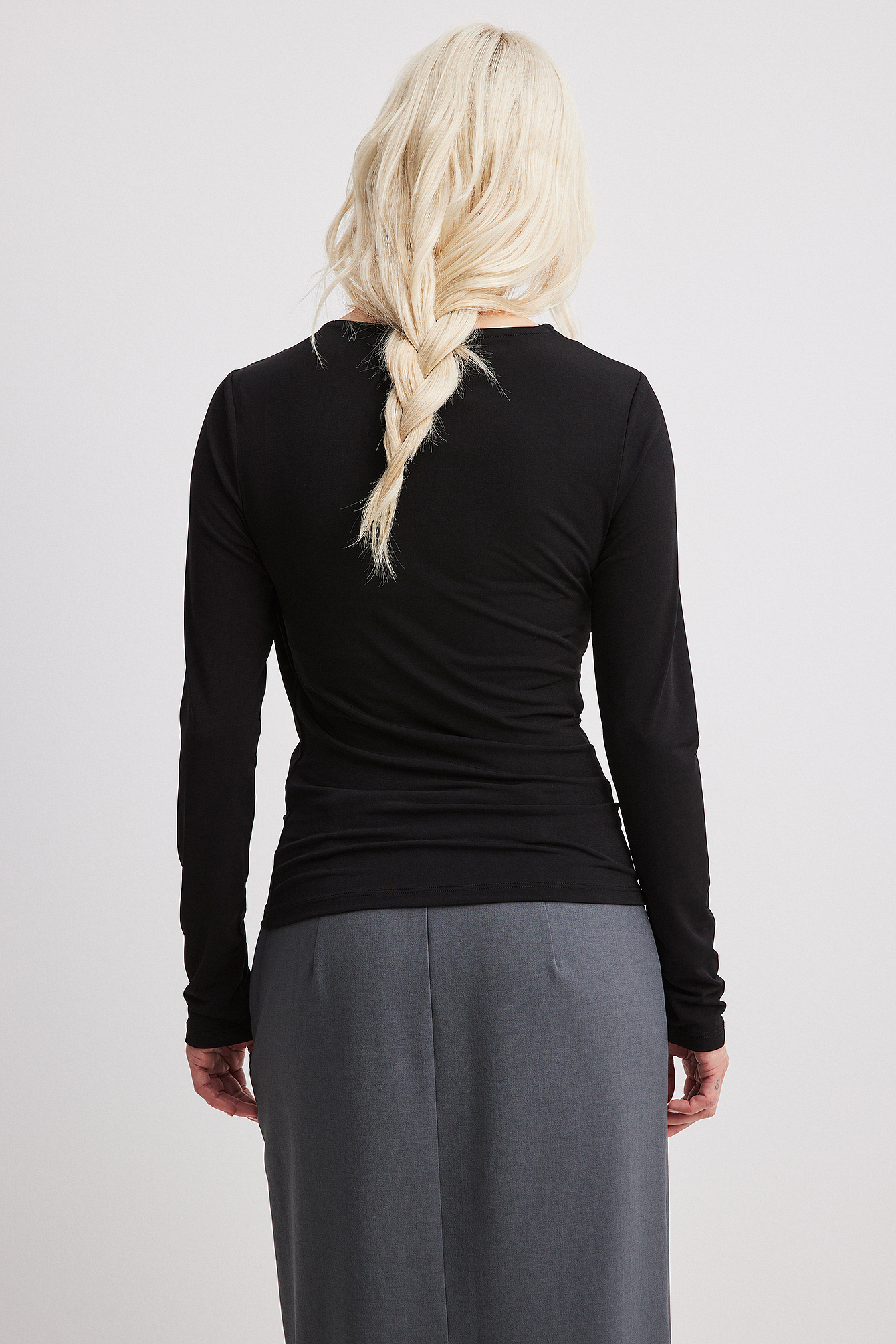Long Sleeve Structure Jersey Top Black | NA-KD