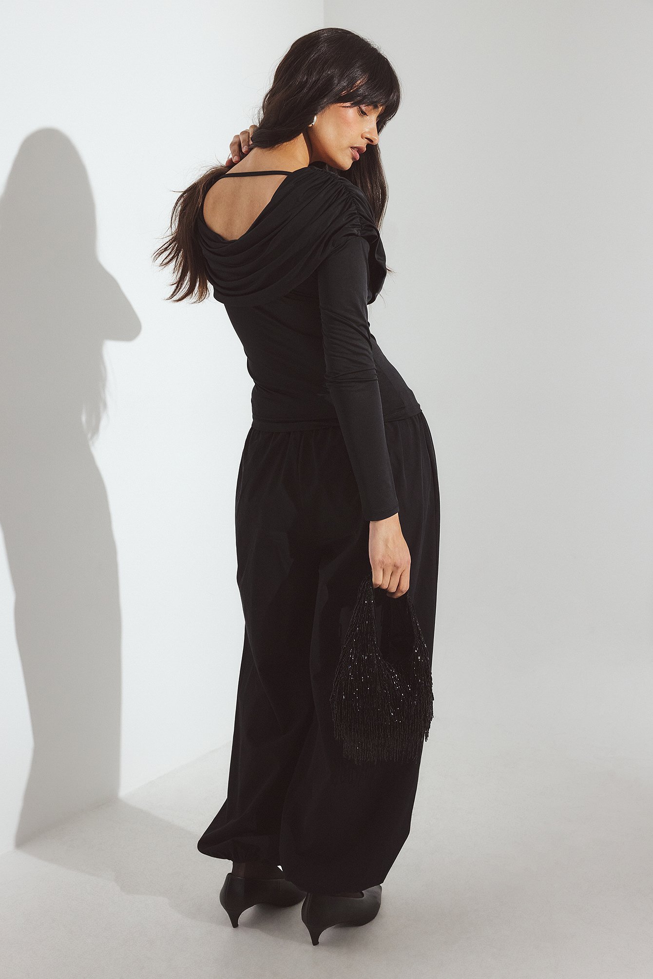 NA-KD Draped Long Sleeve Top - Long Sleeve Tops - Black - XS (EU 32) - NA-KD / NAKD