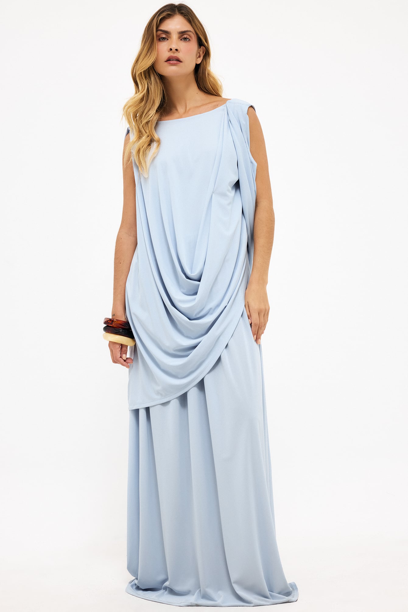 knee length dresses for ladies A-Line Trench Shirt Maxi Dress with Pockets(MA422) main image 1