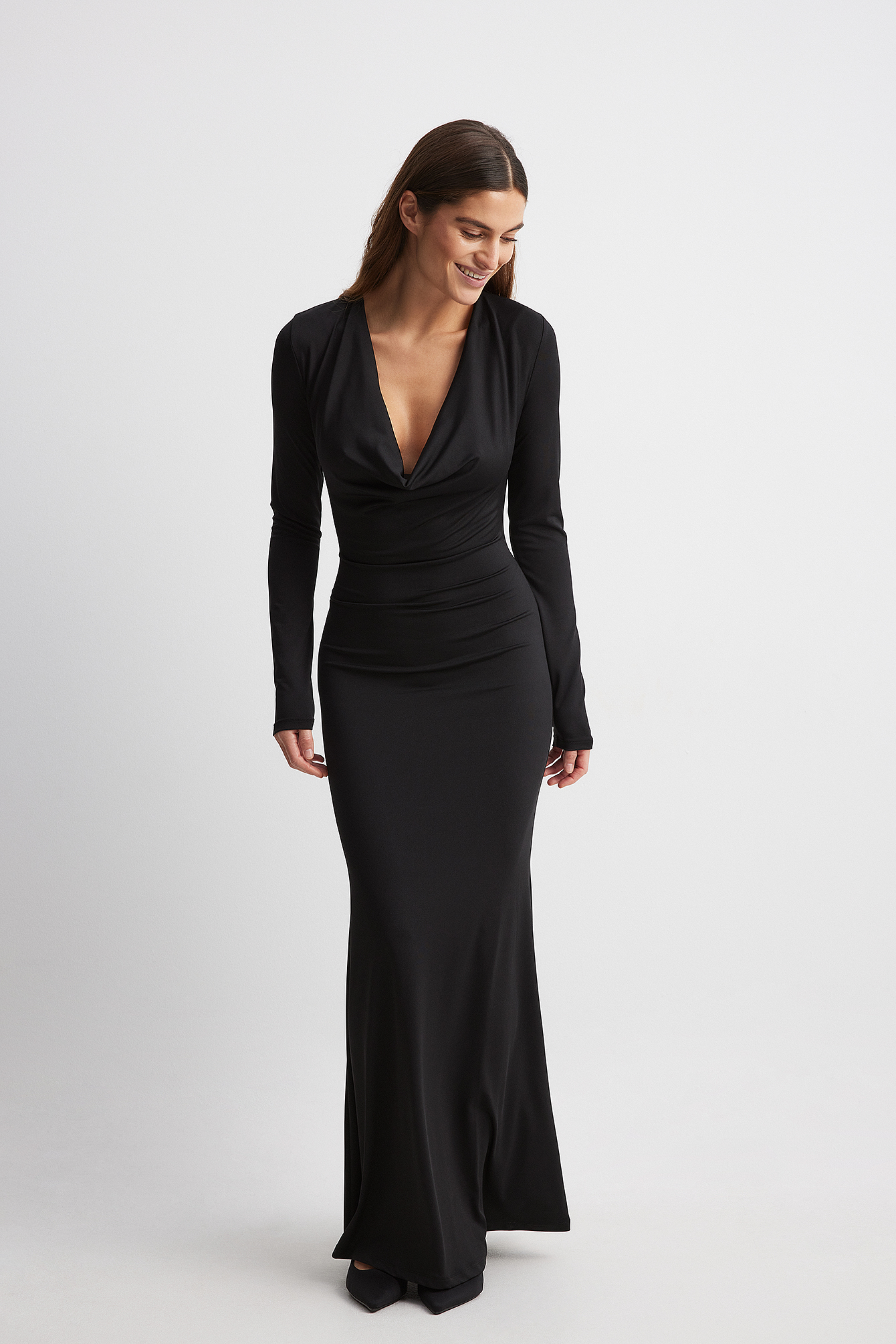 Draped Maxi Dress Black | NA-KD