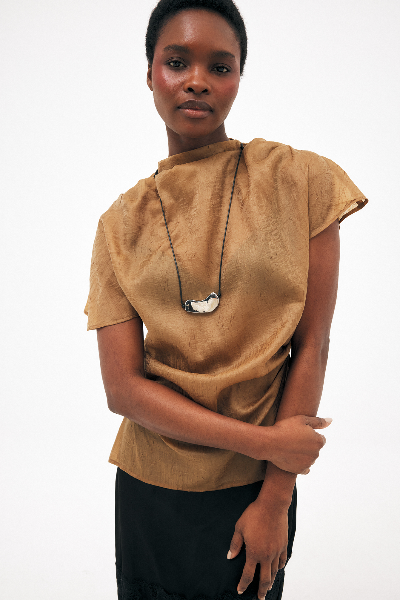 Draped Sheer Top Brown | NA-KD