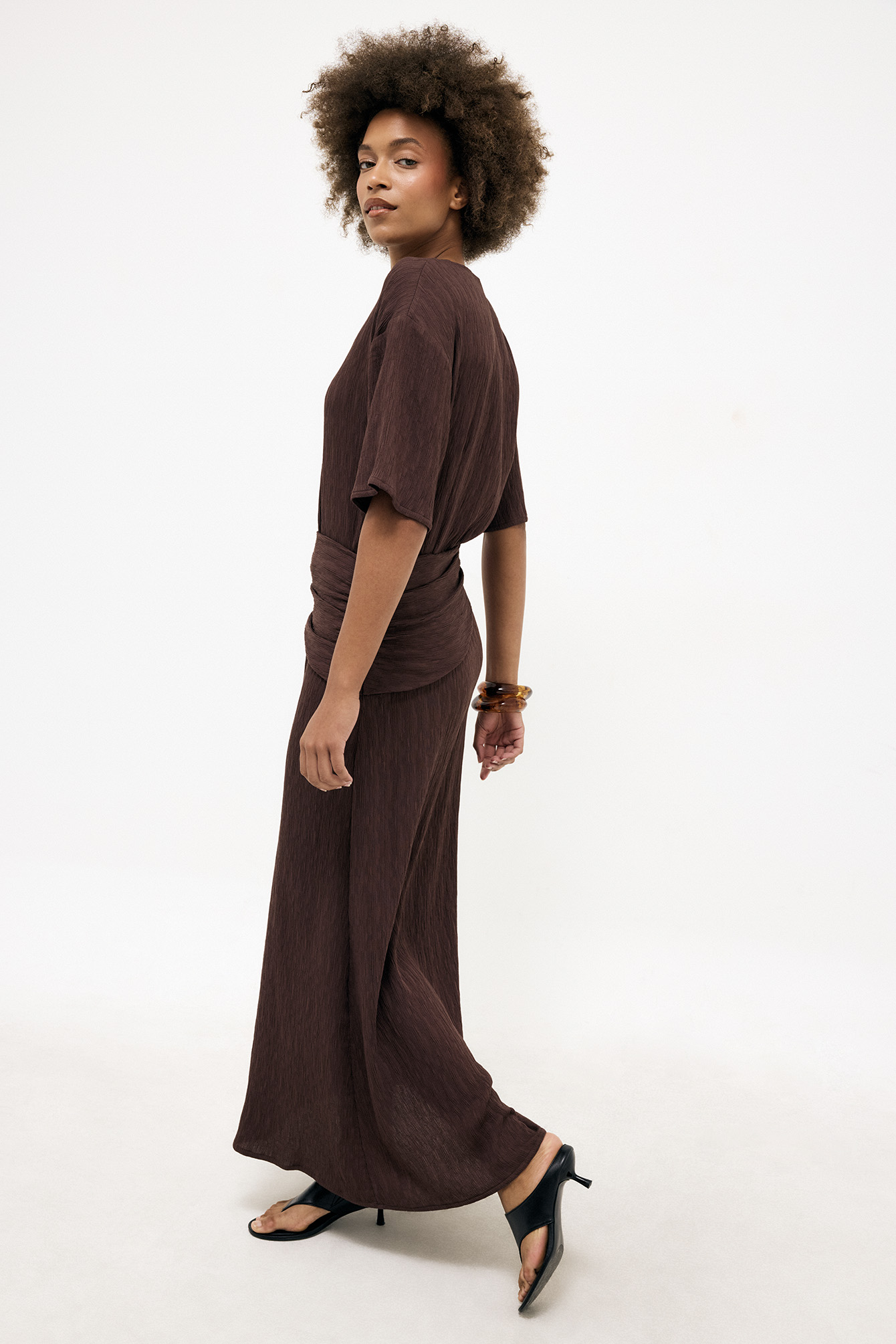 brown and white cut out dress AGATA MAXI Luxury Satin Colors:Dark Green while the integrated shorts atf-kg-07.01.25 TFNC Bridesmaids v-neck lace