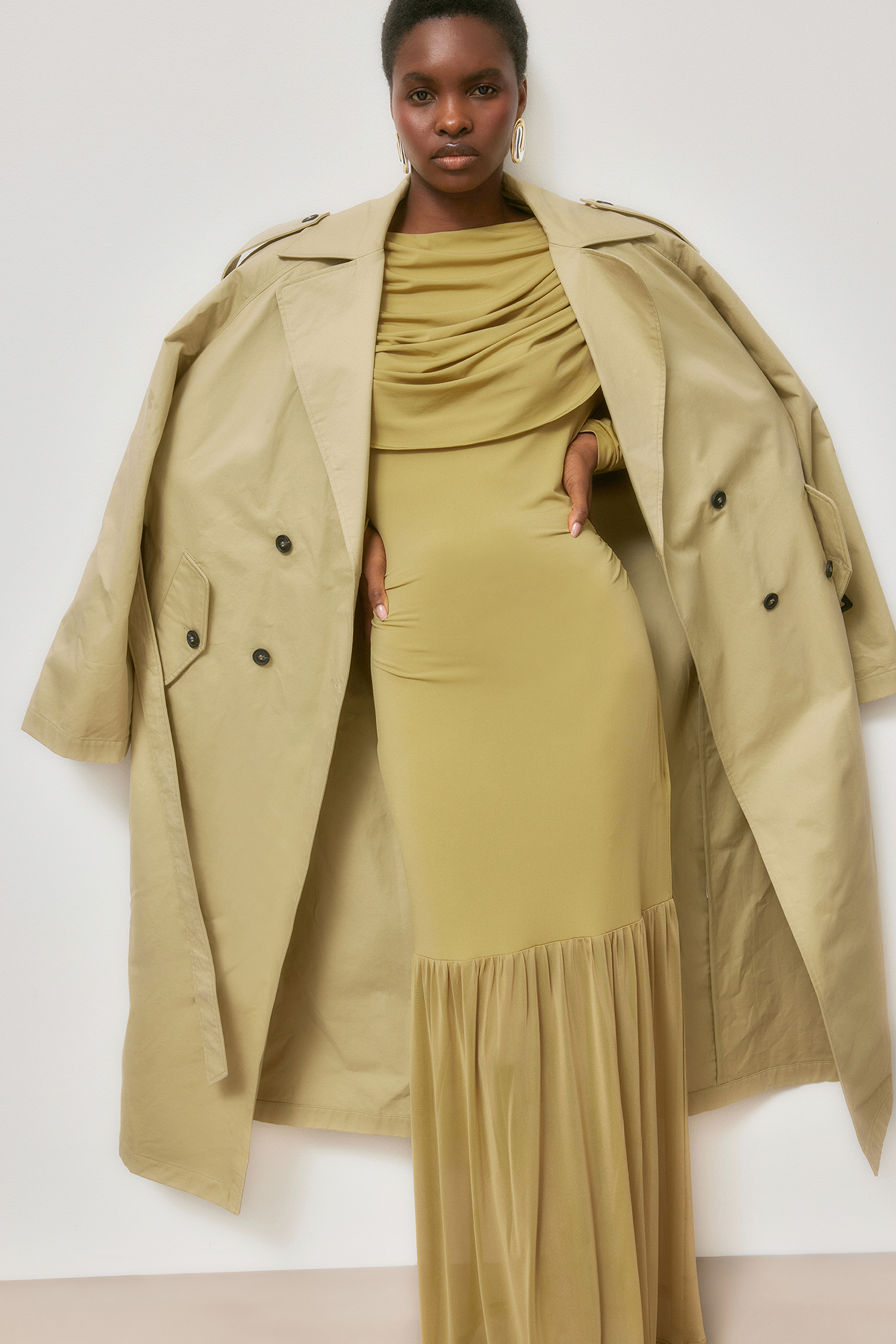 Womens Green Long Sleeve Maxi Dresses | NA-KD Womens Green Long Sleeve Maxi Dresses | NA-KD