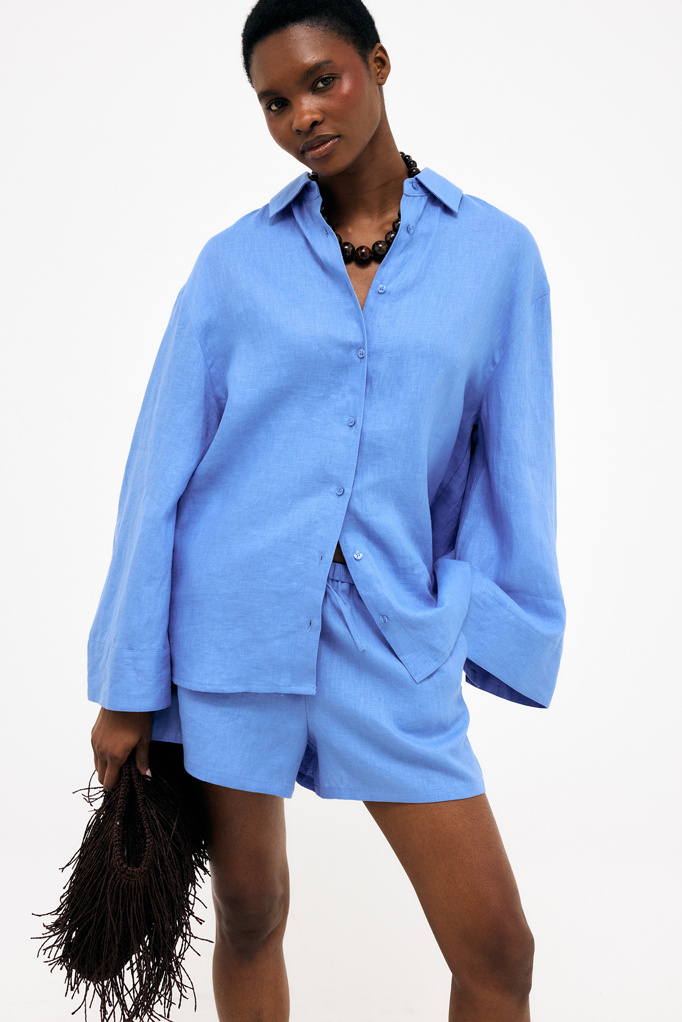 Premium Selection Linnen korte broek met trekkoord - Linnen kleding - Blauw - EU 44 - NA-KD / NAKD