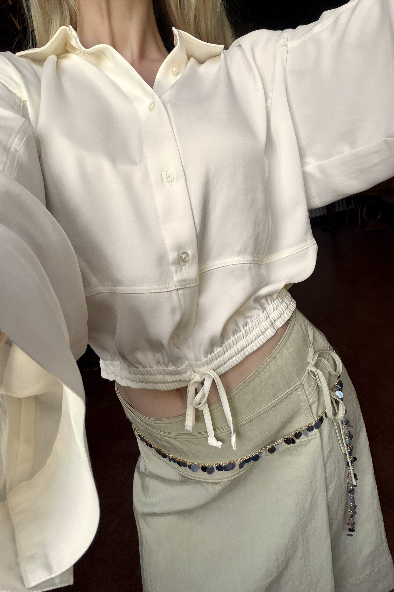 Camisa con detalle de cordón - Camisas - Offwhite - XS - NA-KD / NAKD