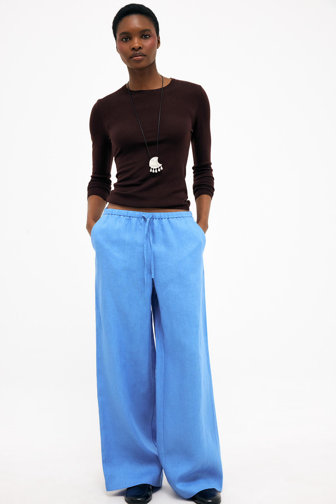 Premium Selection Drawstring Linen Pants - Linen Trousers - Blue - EU 34 - NA-KD / NAKD