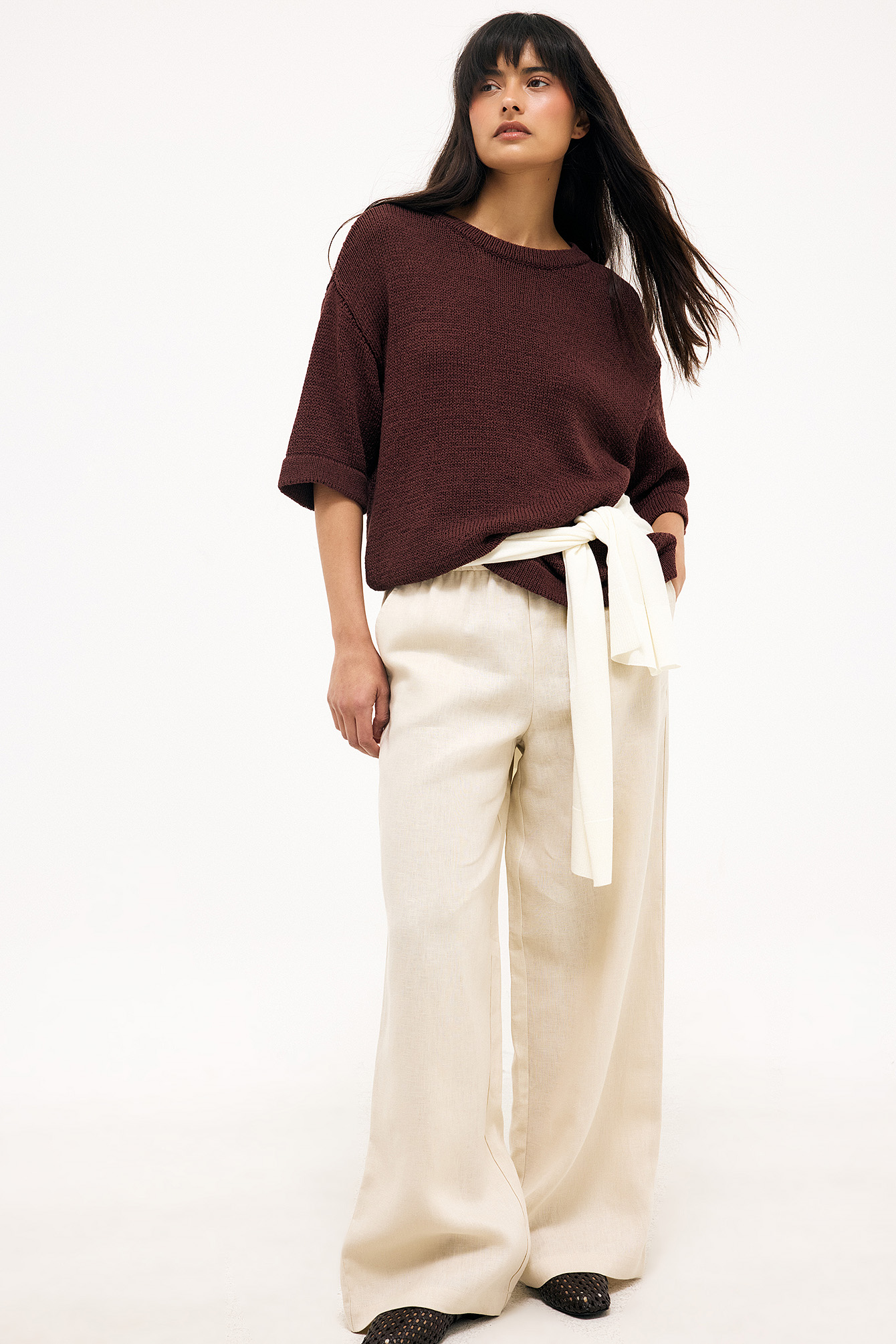 Premium Selection Linnen broek met koord - Linnen Broeken - Beige - EU 32 - NA-KD / NAKD