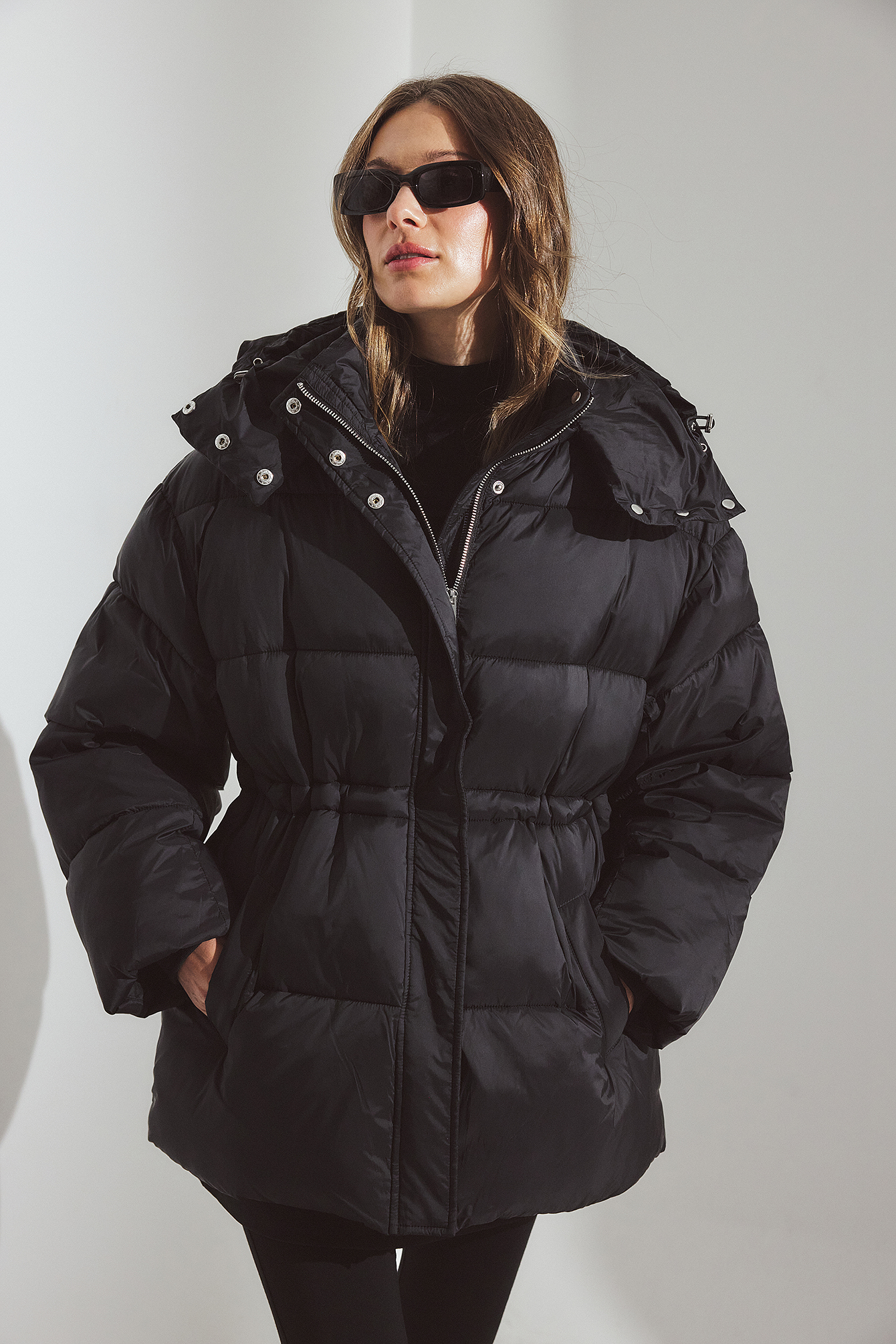 Drawstring Padded Jacket - Puffer Jackets - Black - EU 32 - NA-KD / NAKD
