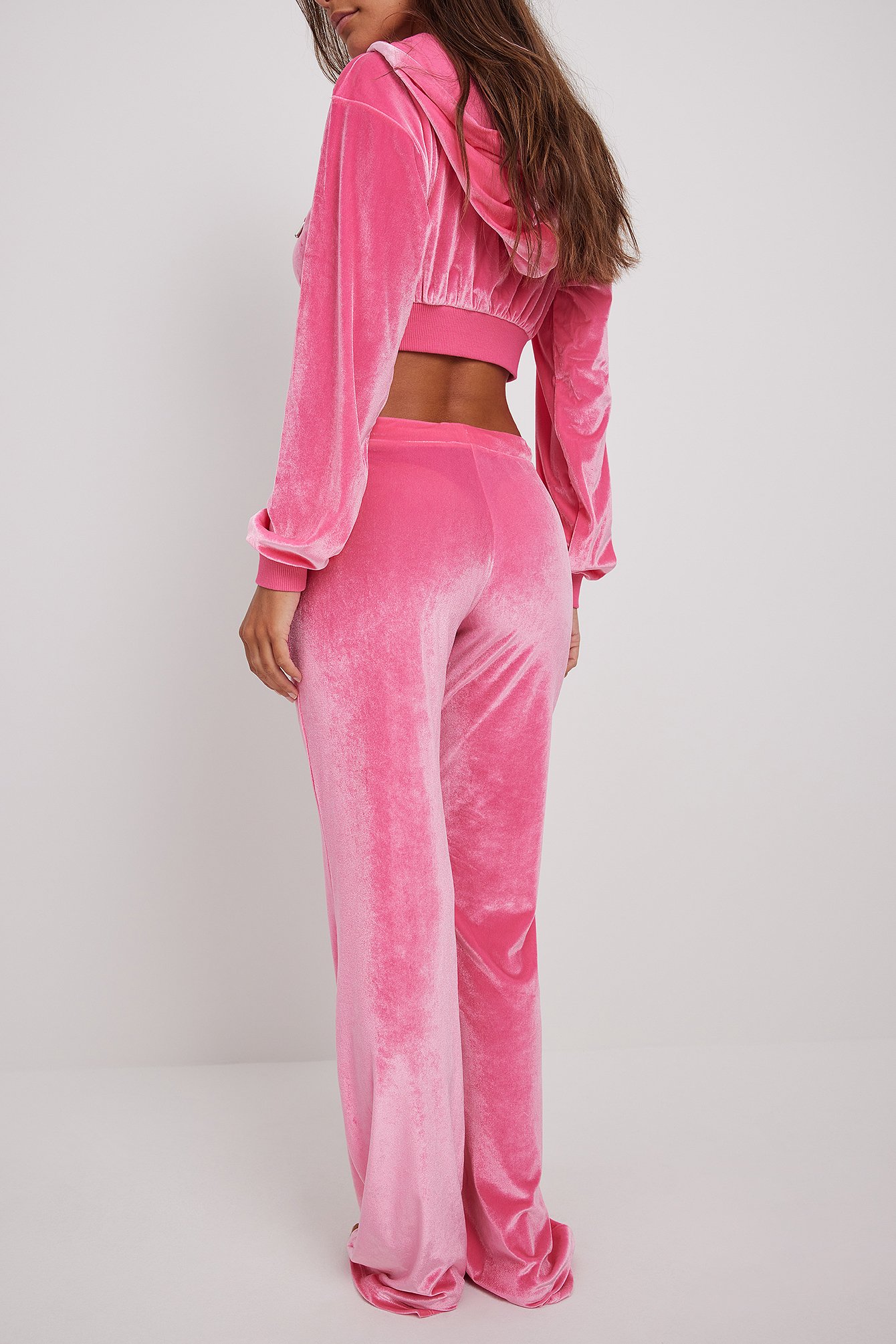 Pink Aksamitne spodnie ze ściągaczem
