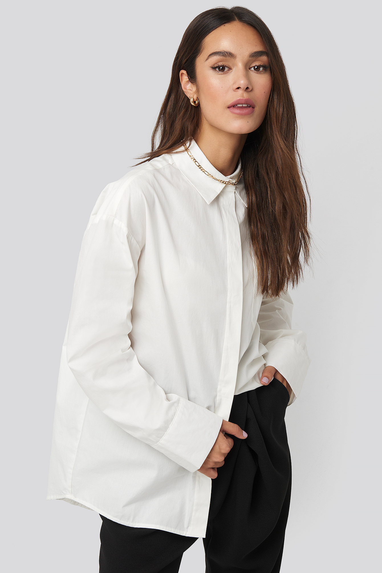 Dropped Shoulder Shirt Hvit NAKD