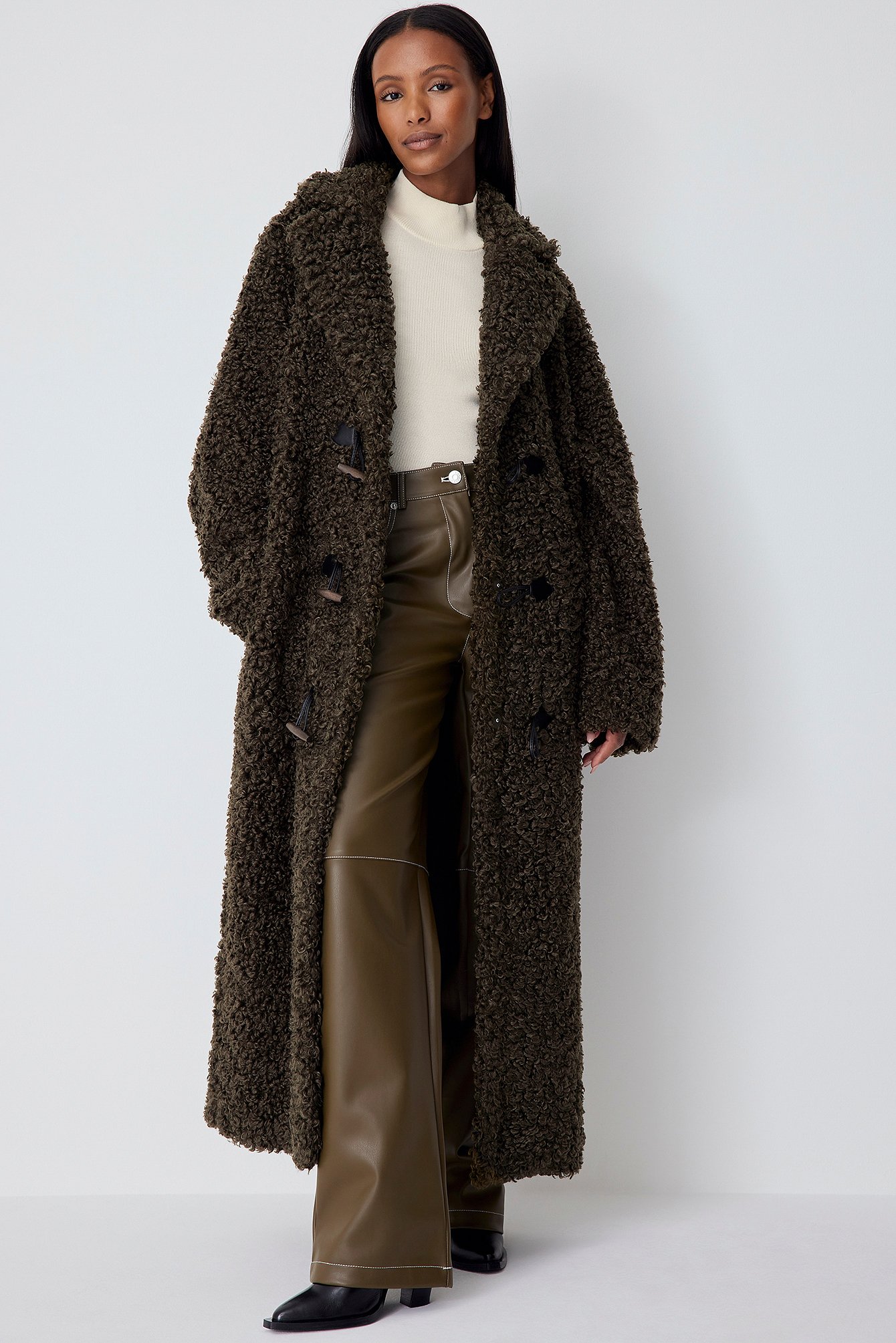 Qed London Oversize Teddymantel Teddy Mantel Lang