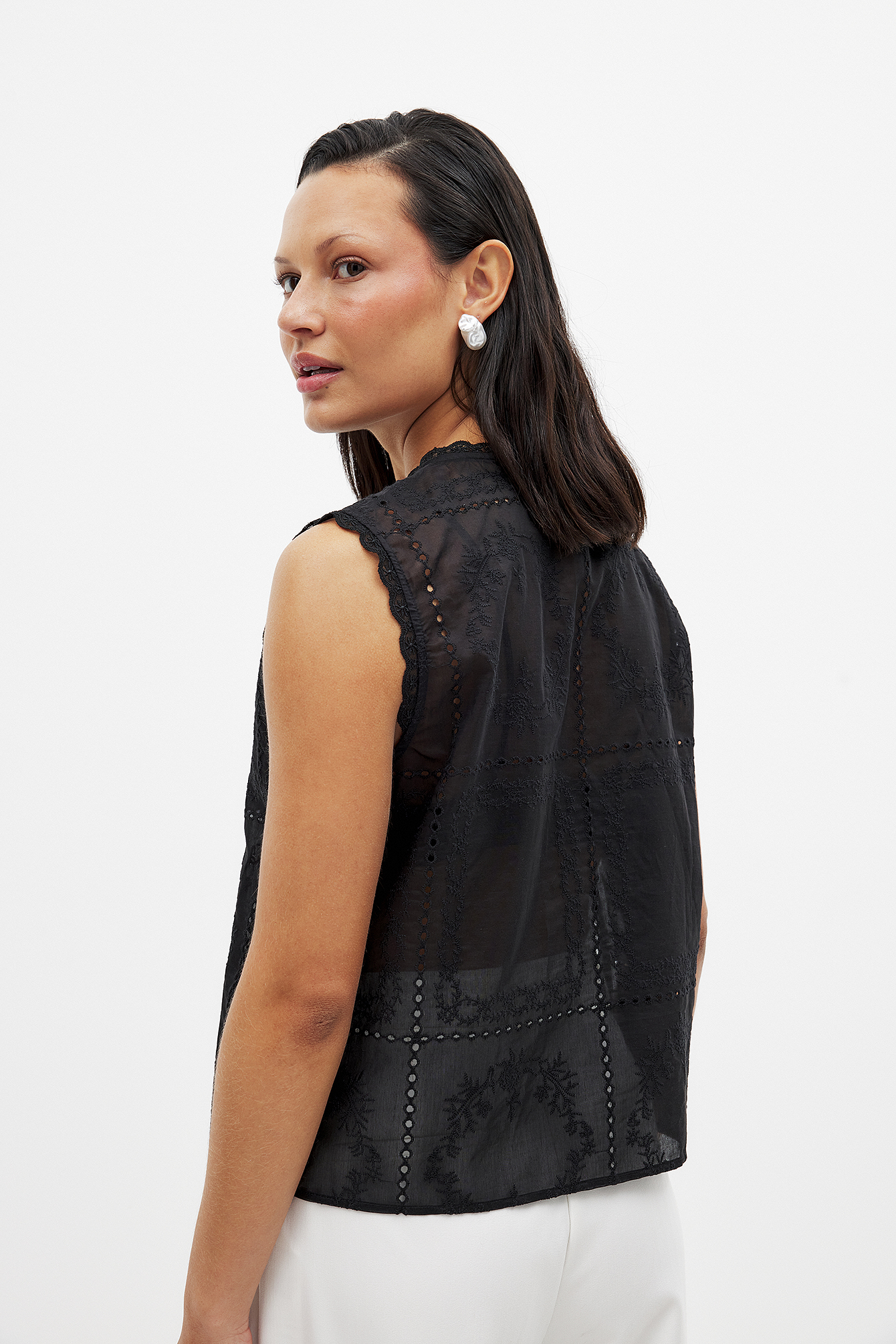 NA-KD Embroidered Lace Vest - Summer Sets - Black - EU 34 - NA-KD / NAKD