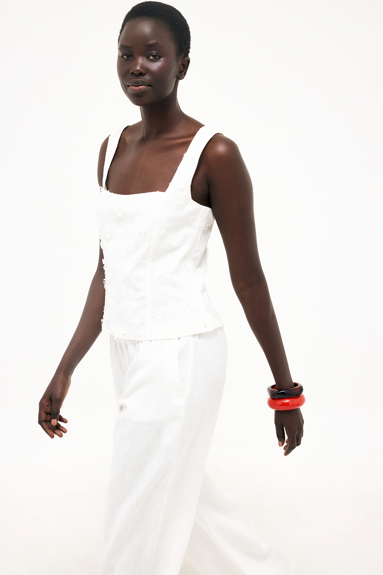 Embroidered Bandeau Top White | NA-KD