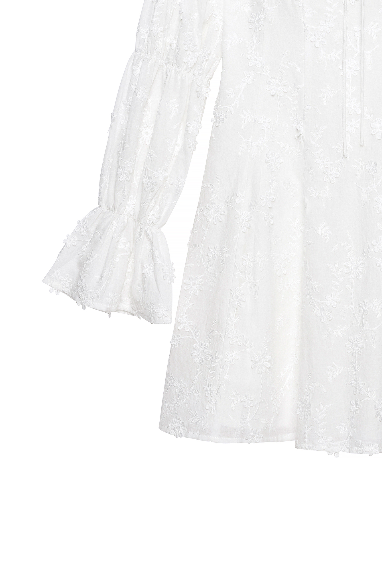 Long Sleeve Mini Frill Dress Offwhite | NA-KD