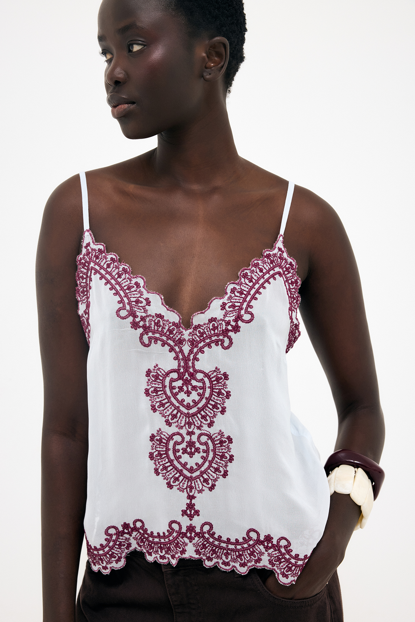 Embroidered Singlet - Summer Tops - Multicolor - EU 34 - NA-KD / NAKD