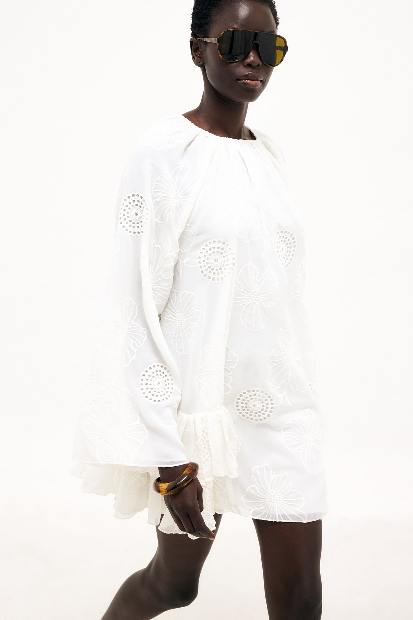 Embroidered Volume Mini Dress White | NA-KD Embroidered Volume Mini Dress White | NA-KD