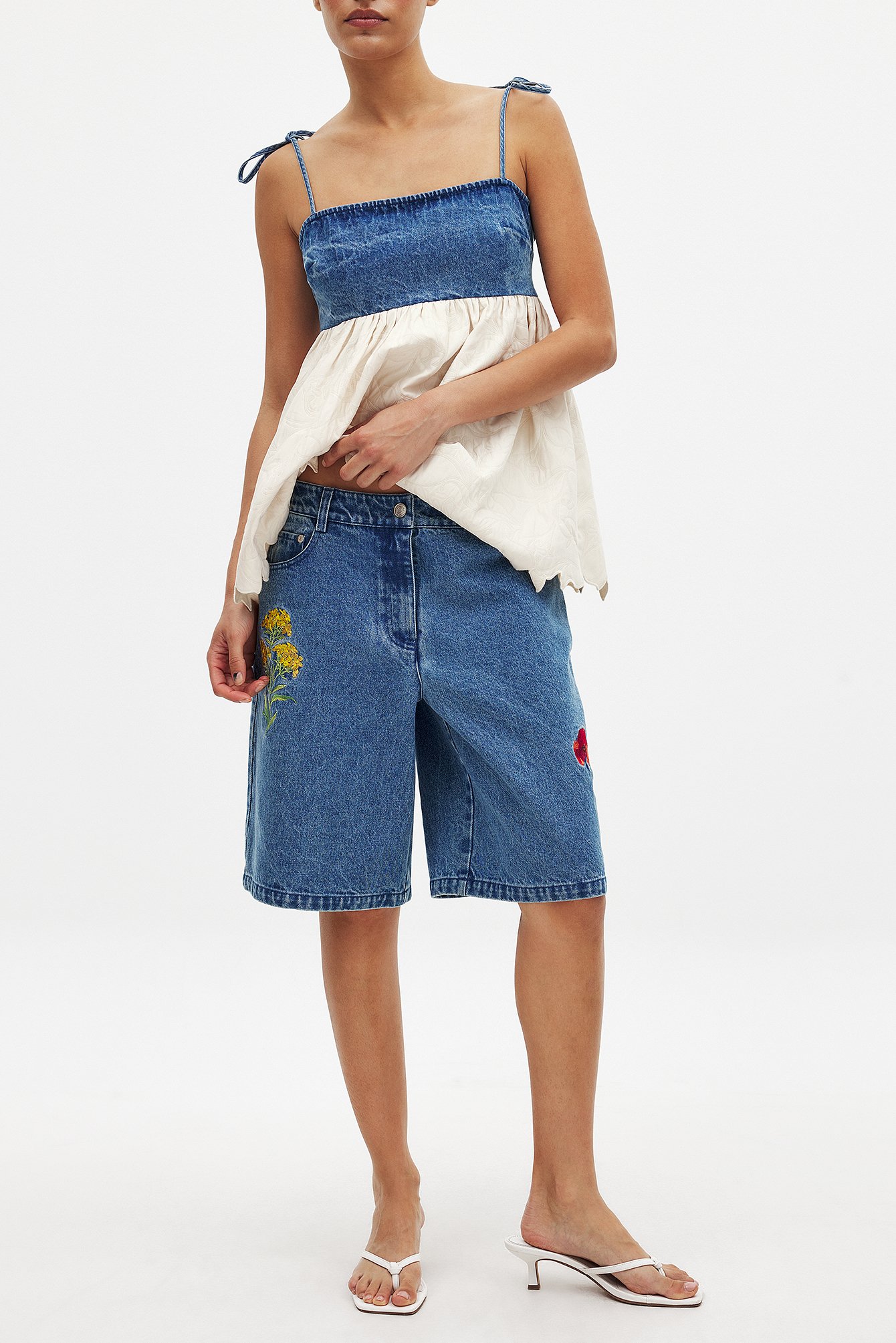 パンツ THEREDTHREAD S embroidery ribbon shorts PANTS – THEREDTHREAD