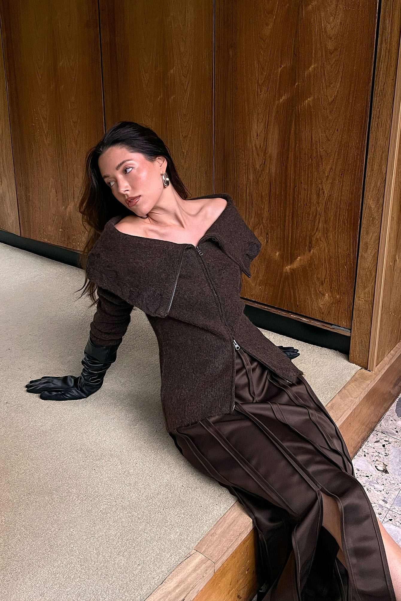 Jourdan Sloane x NA-KD Gebreid vest met borduursel - Vesten - Bruin - XS - NA-KD / NAKD