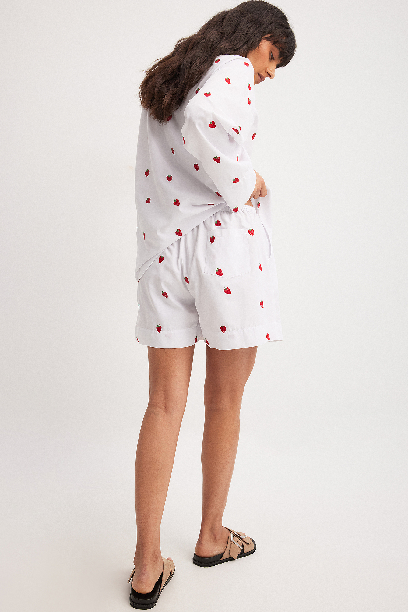 Kezia Cook x NA-KD Embroidery Detail Shorts - Summer Sets - White - EU 38 - NA-KD / NAKD