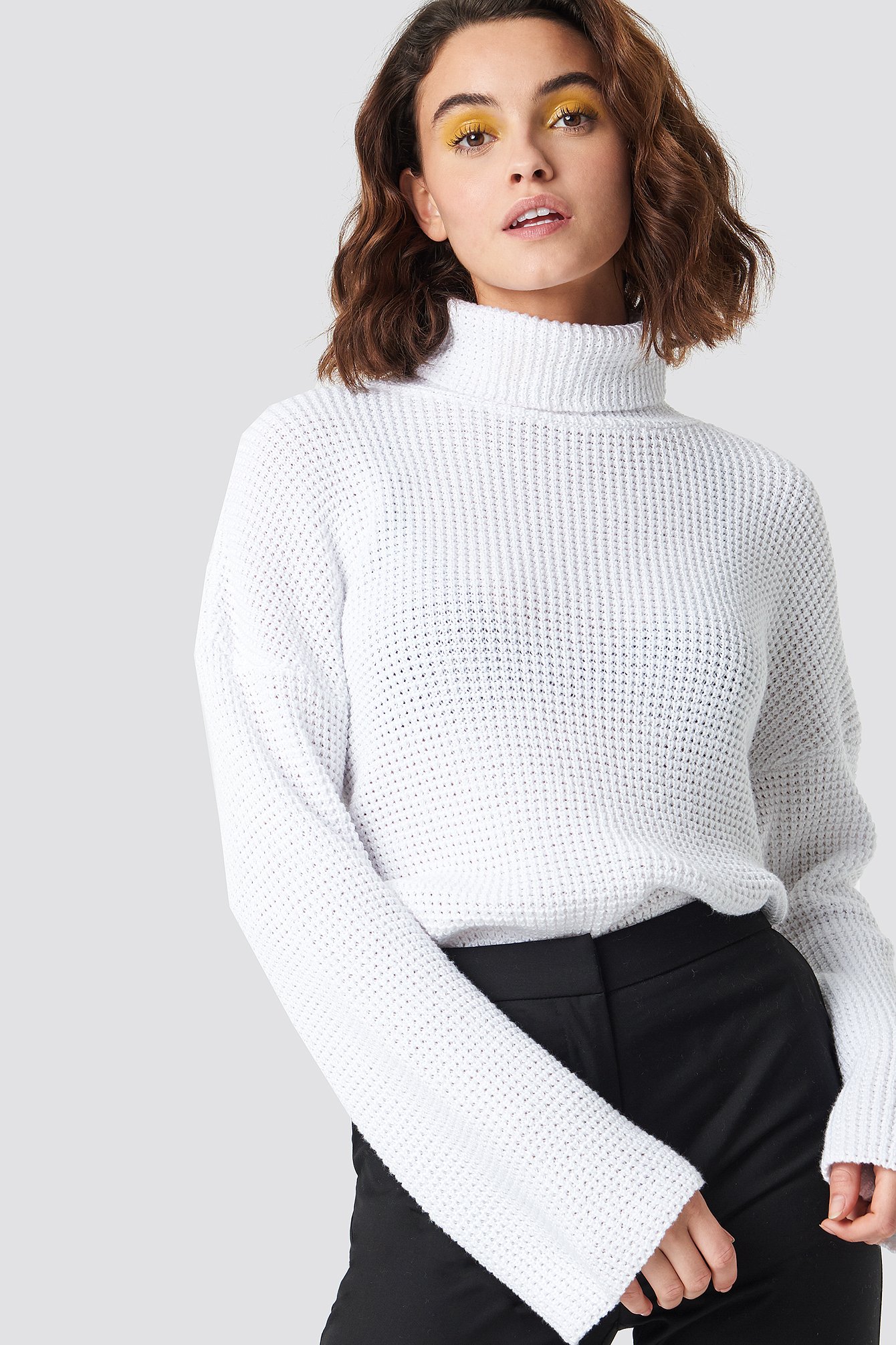 Balloon Sleeve Knitted Sweater White | na-kd.com