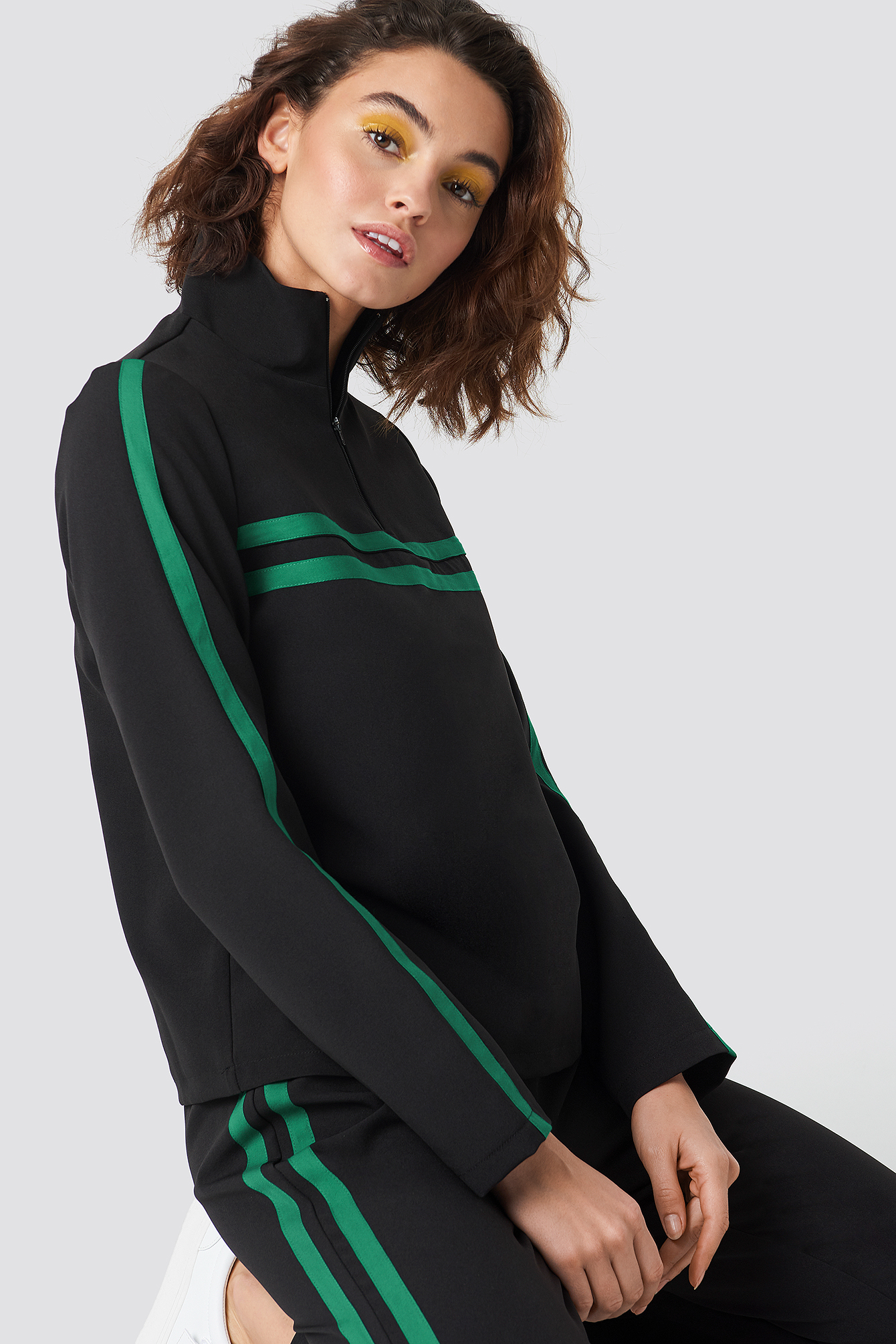 Black Panel Track Sweater