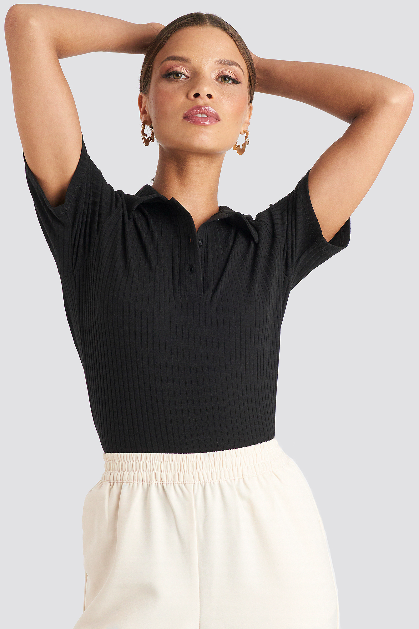 Button Up T-shirt Black