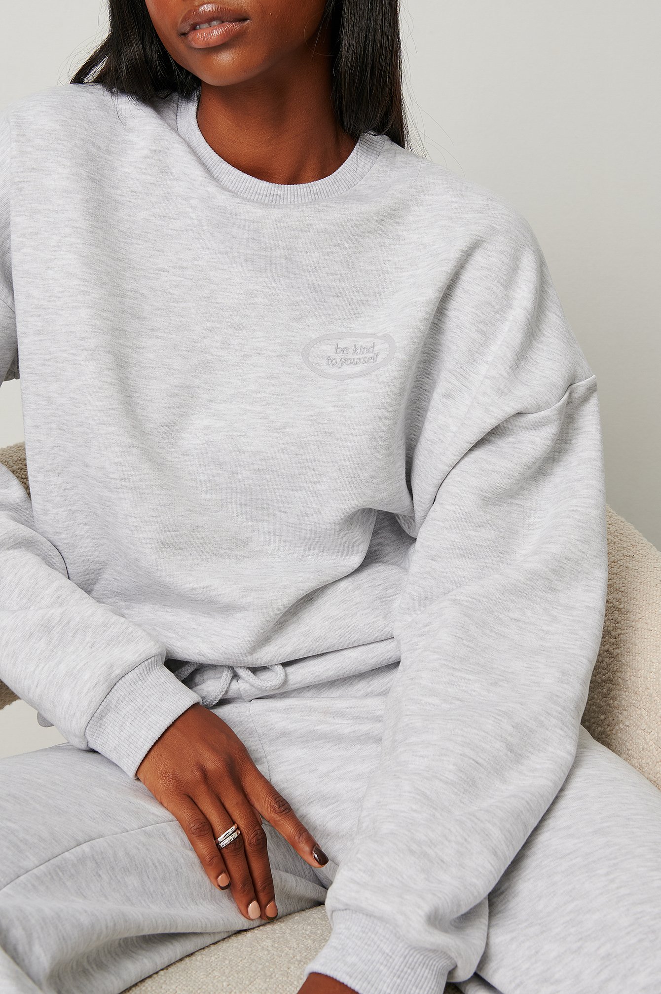 Grey Melange Melanżowy sweter z bawełny