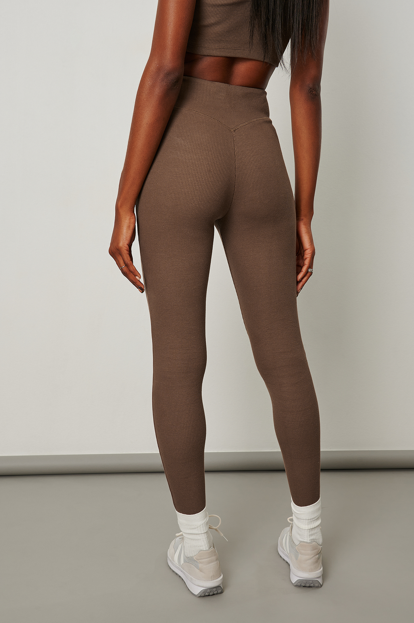 Organic Ribbed Leggings Brown | na-kd.com