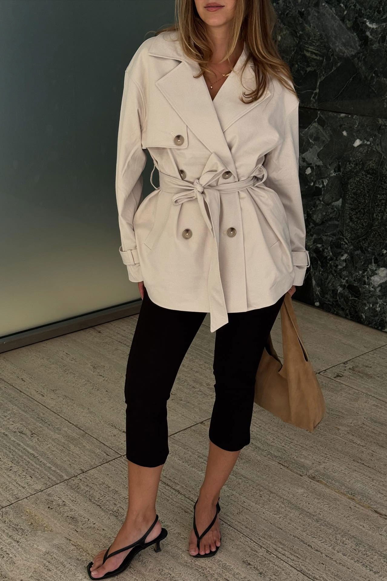 Belted Short Trenchcoat Beige | NA-KD