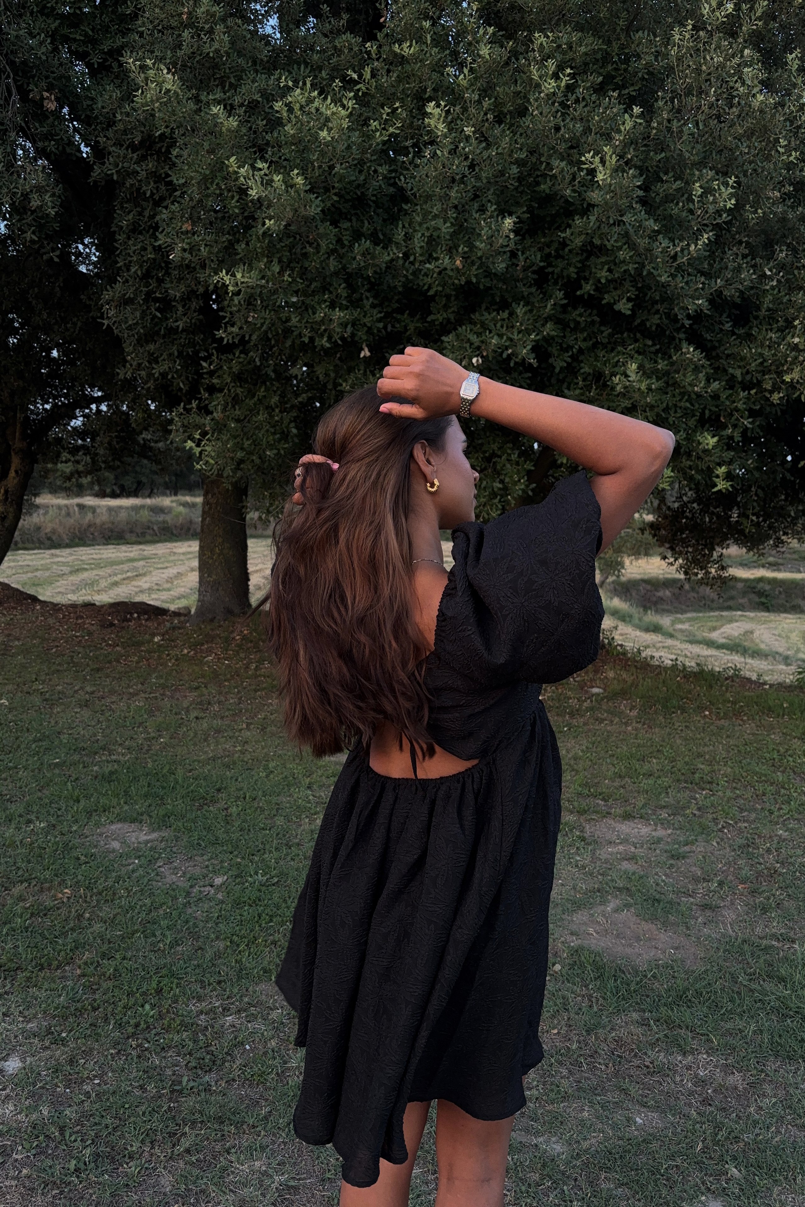 Jacquard Puff Sleeve Mini Dress Black | NA-KD