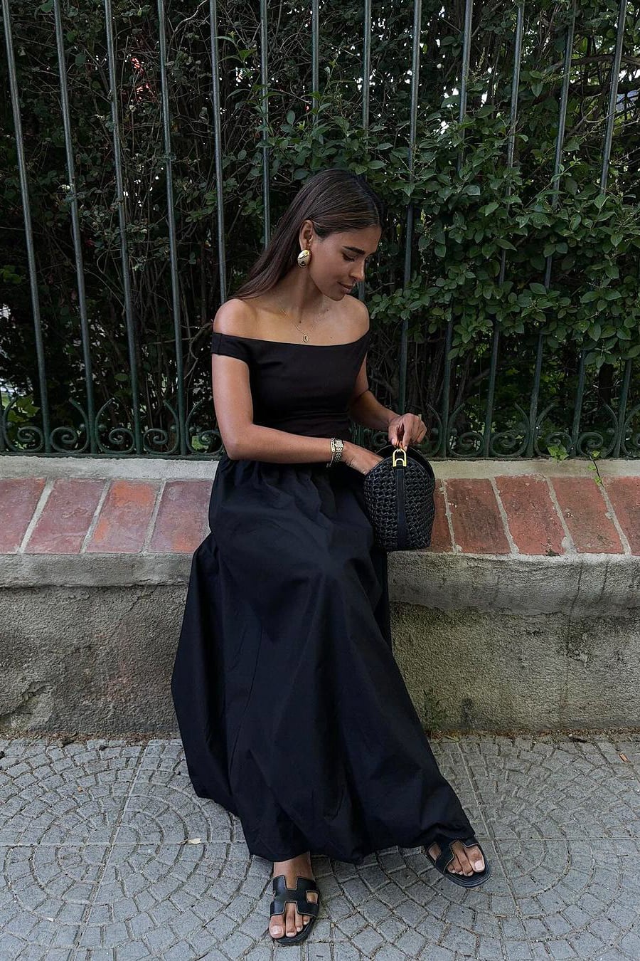 Jersey Poplin Off Shoulder Balloon Dress Black | NA-KD Jersey Poplin Off Shoulder Balloon Dress Black | NA-KD