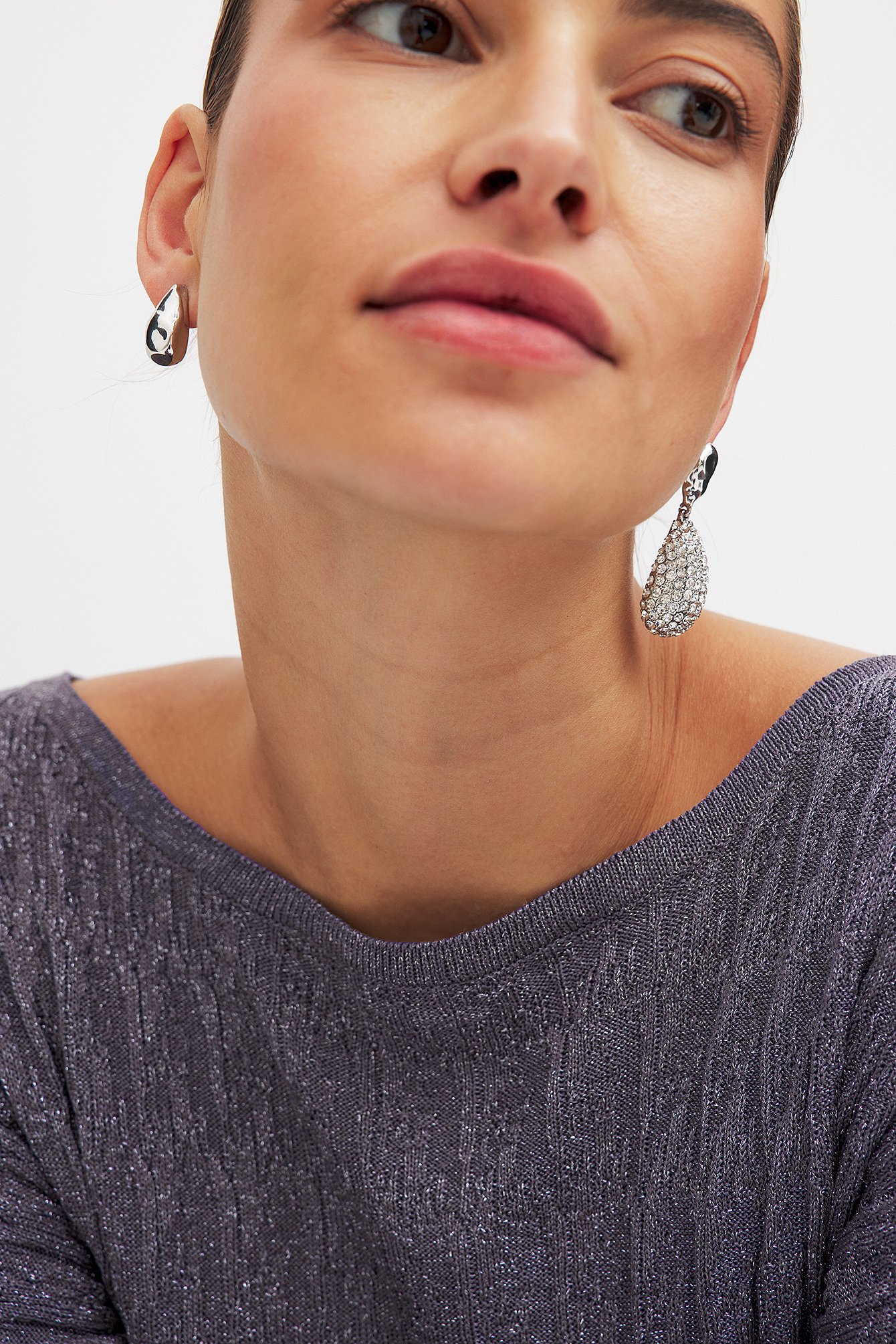 NA-KD Encrusted Earrings - New Years Accessories - Silver - One Size - NA-KD / NAKD