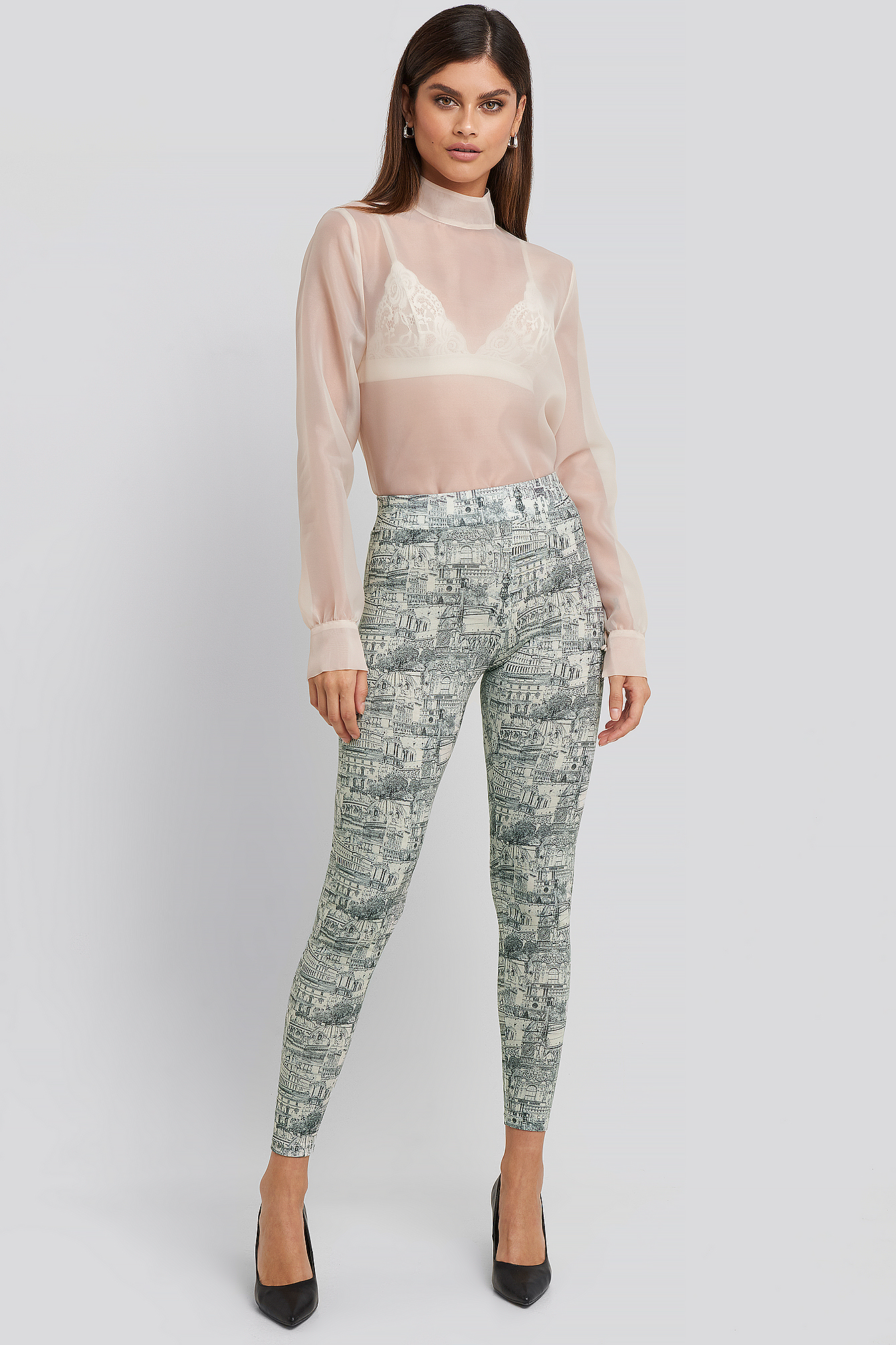 Viscose Printed Tights Green Print